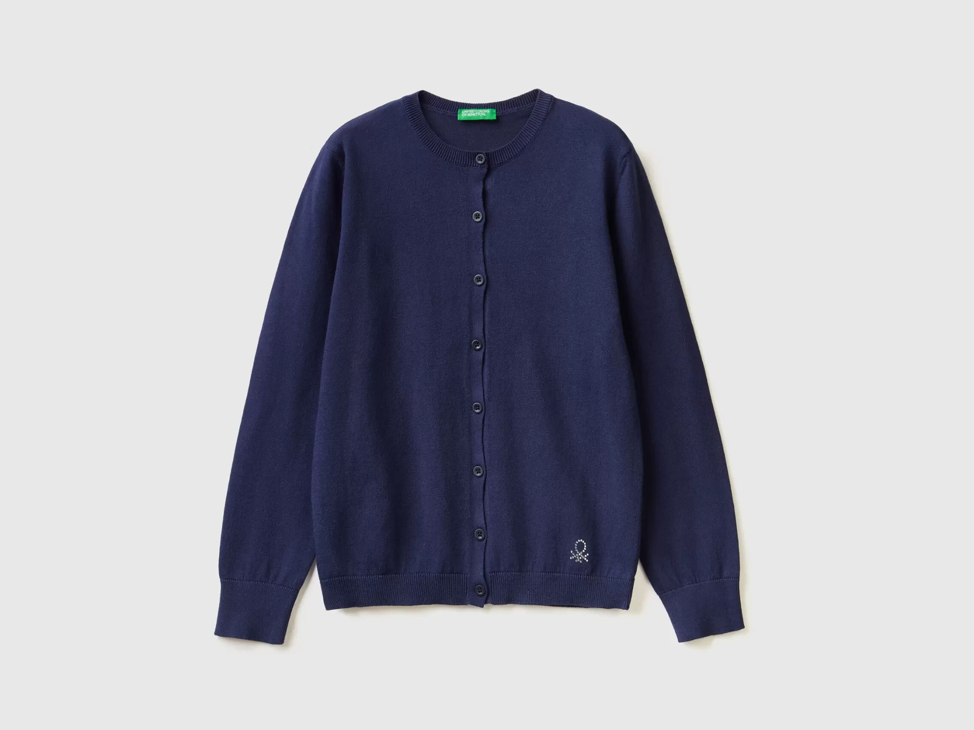 Benetton Cardigan De Cuello Redondo De Algodón Mixto-Niños Prendas De Punto