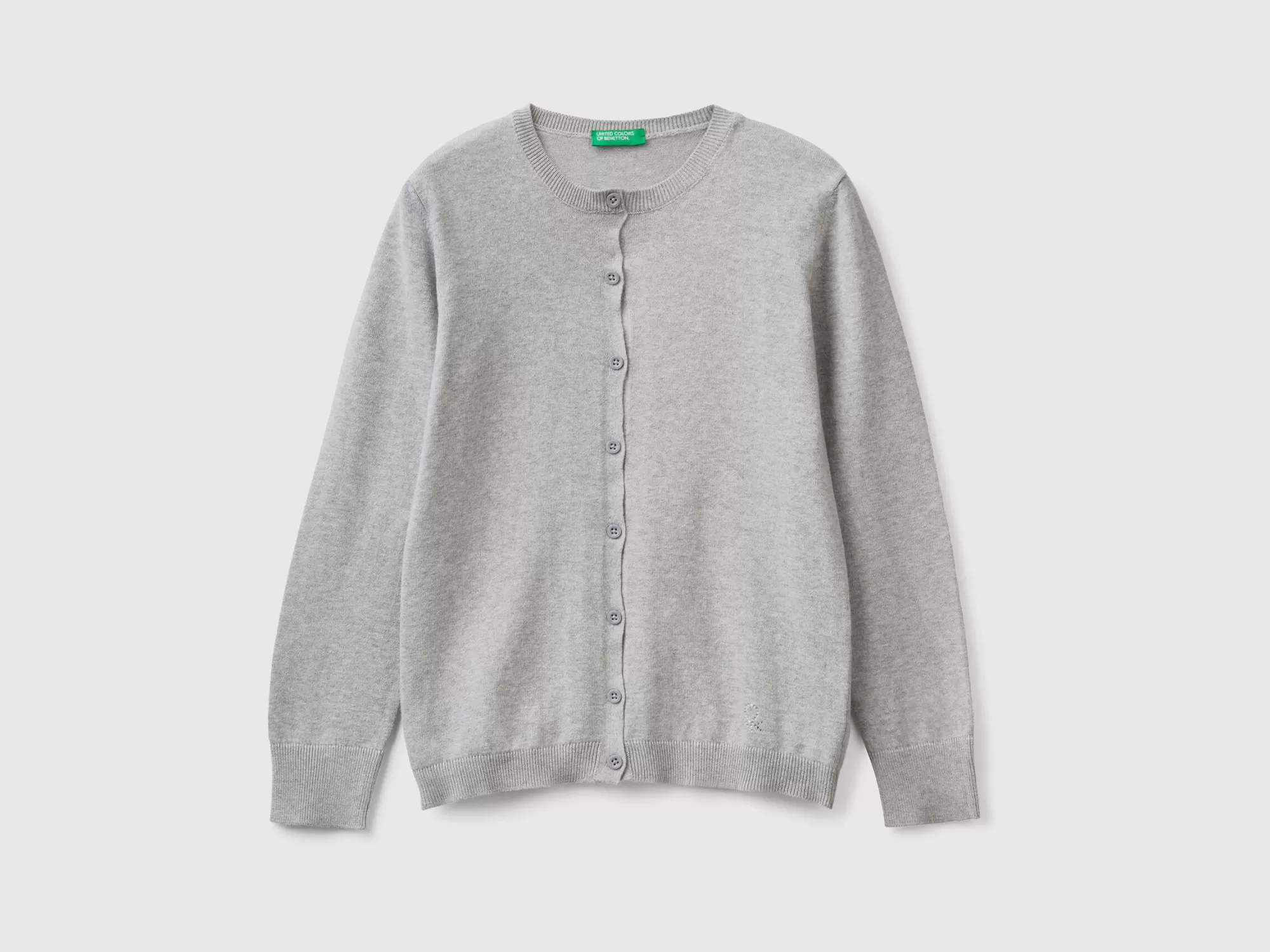 Benetton Cardigan De Cuello Redondo De Algodón Mixto-Niños Prendas De Punto