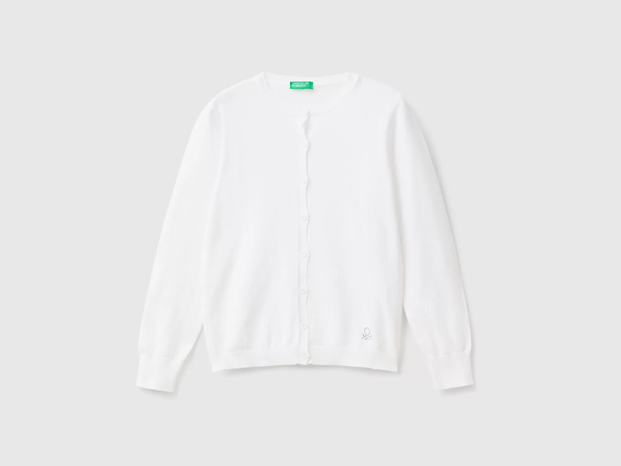 Benetton Cardigan De Cuello Redondo De Algodón Mixto-Niños Prendas De Punto