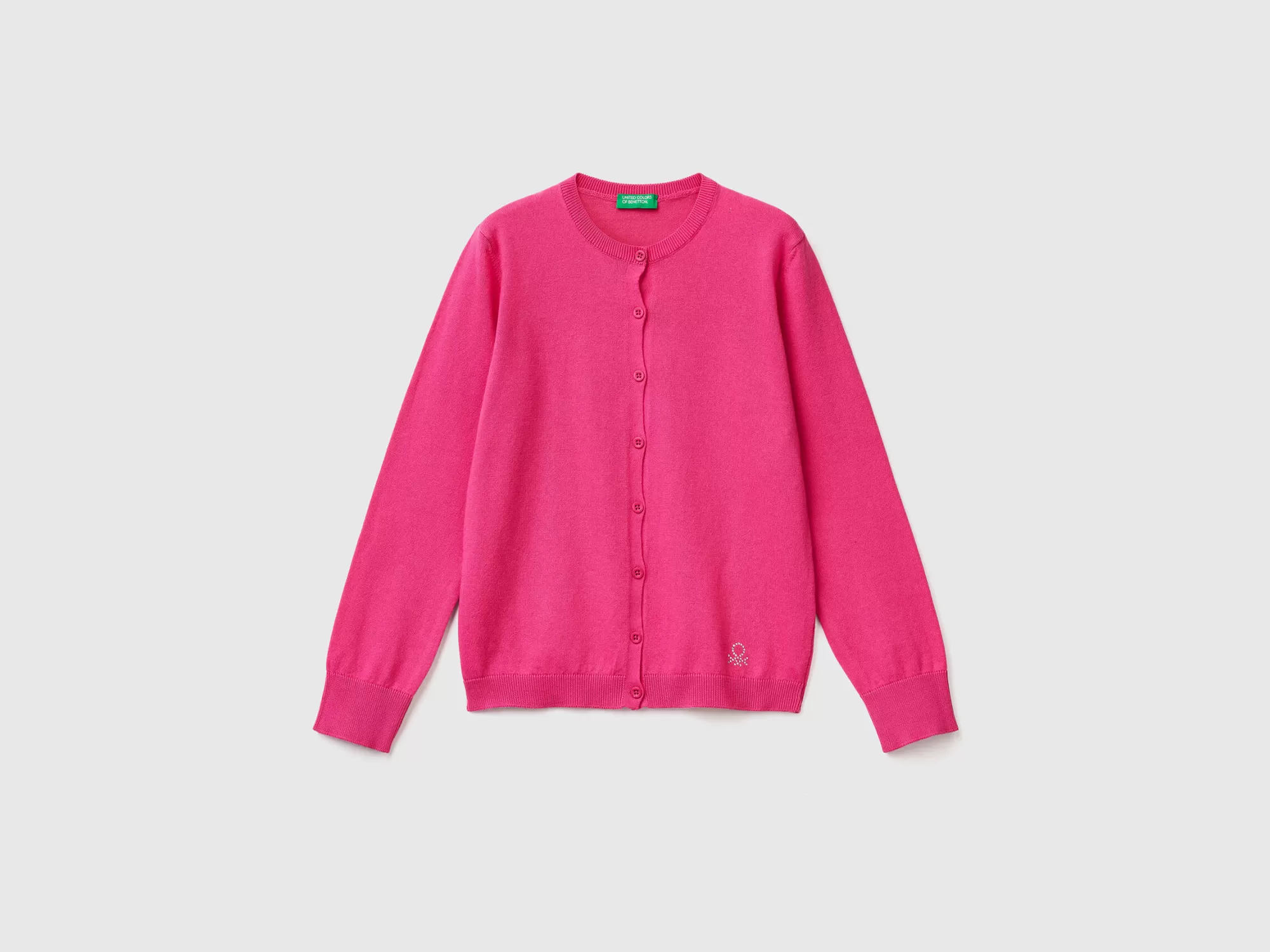 Benetton Cardigan De Cuello Redondo De Algodón Mixto-Niños Prendas De Punto