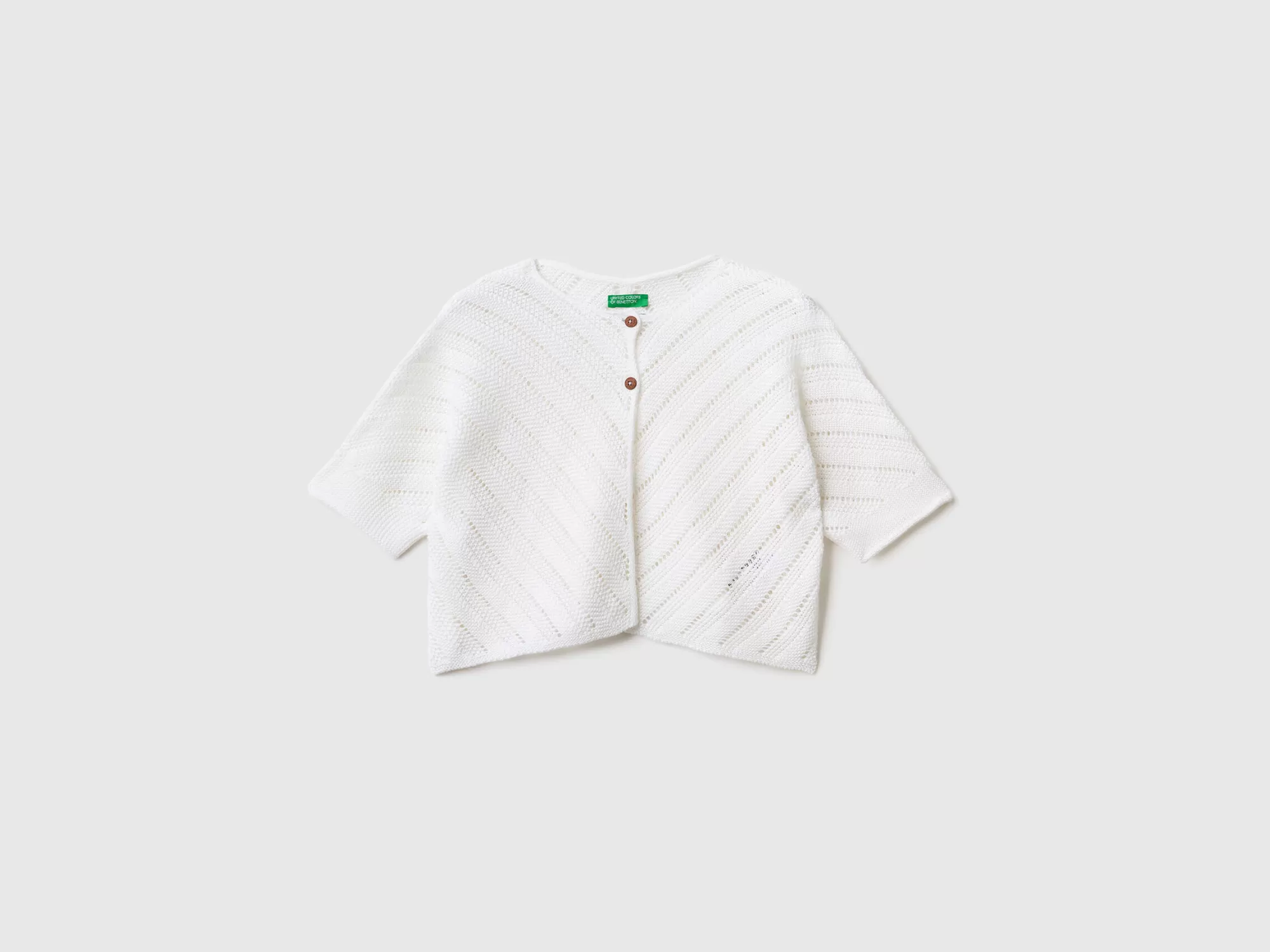 Benetton Cardigan Perforado De Lino Mixto-Niños Prendas De Punto