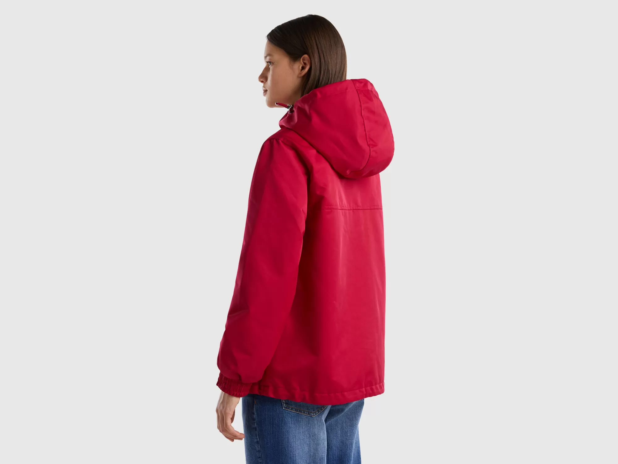 Benetton Cazadora Impermeable Con Capucha-Mujer Chaquetas Y Abrigos