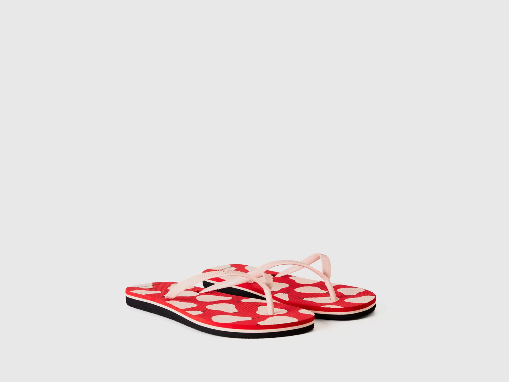 Benetton Chanclas Rojas Con Estampado De Peras-Mujer Banadores Y Ropa De Playa