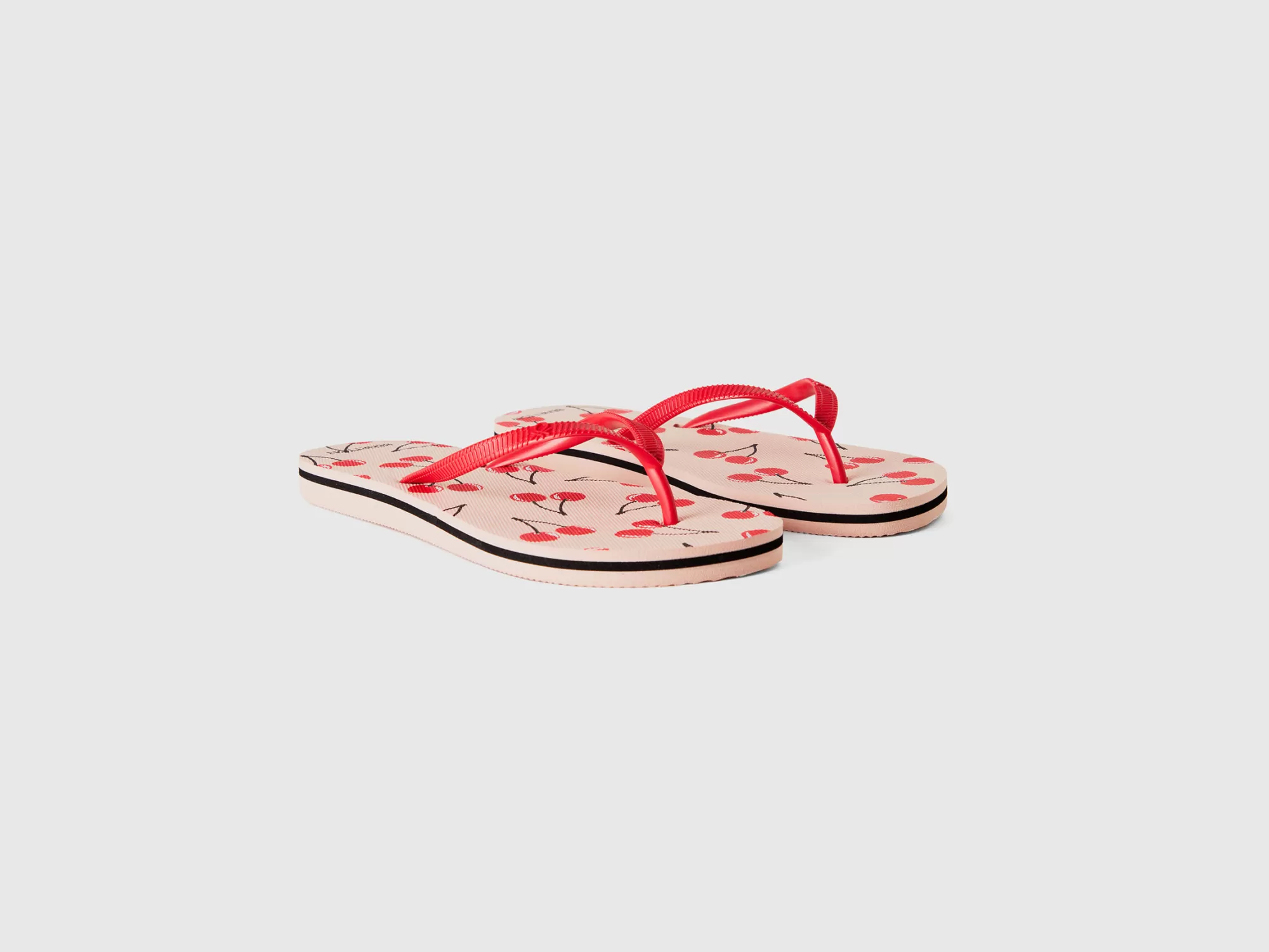 Benetton Chanclas Rosa Claro Con Estampado De Cerezas-Mujer Banadores Y Ropa De Playa