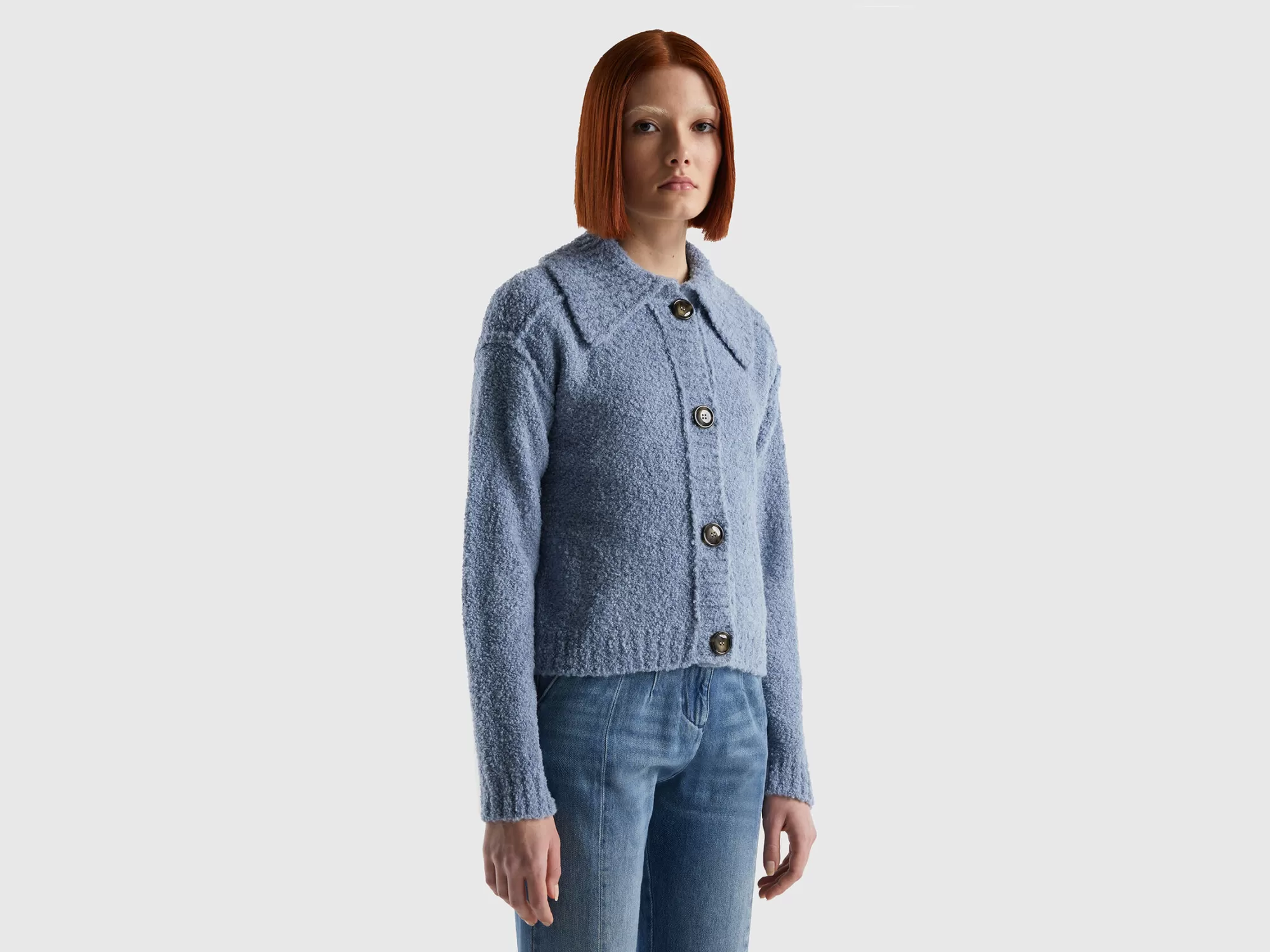 Benetton Chaqueta De Tejido Boucle-Mujer Chaquetas Y Abrigos