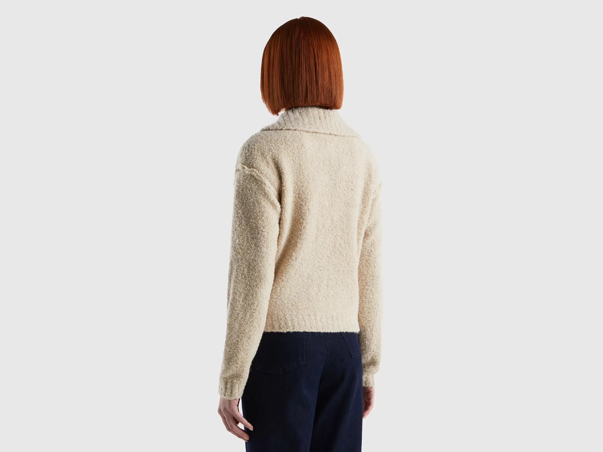 Benetton Chaqueta De Tejido Boucle-Mujer Chaquetas Y Abrigos