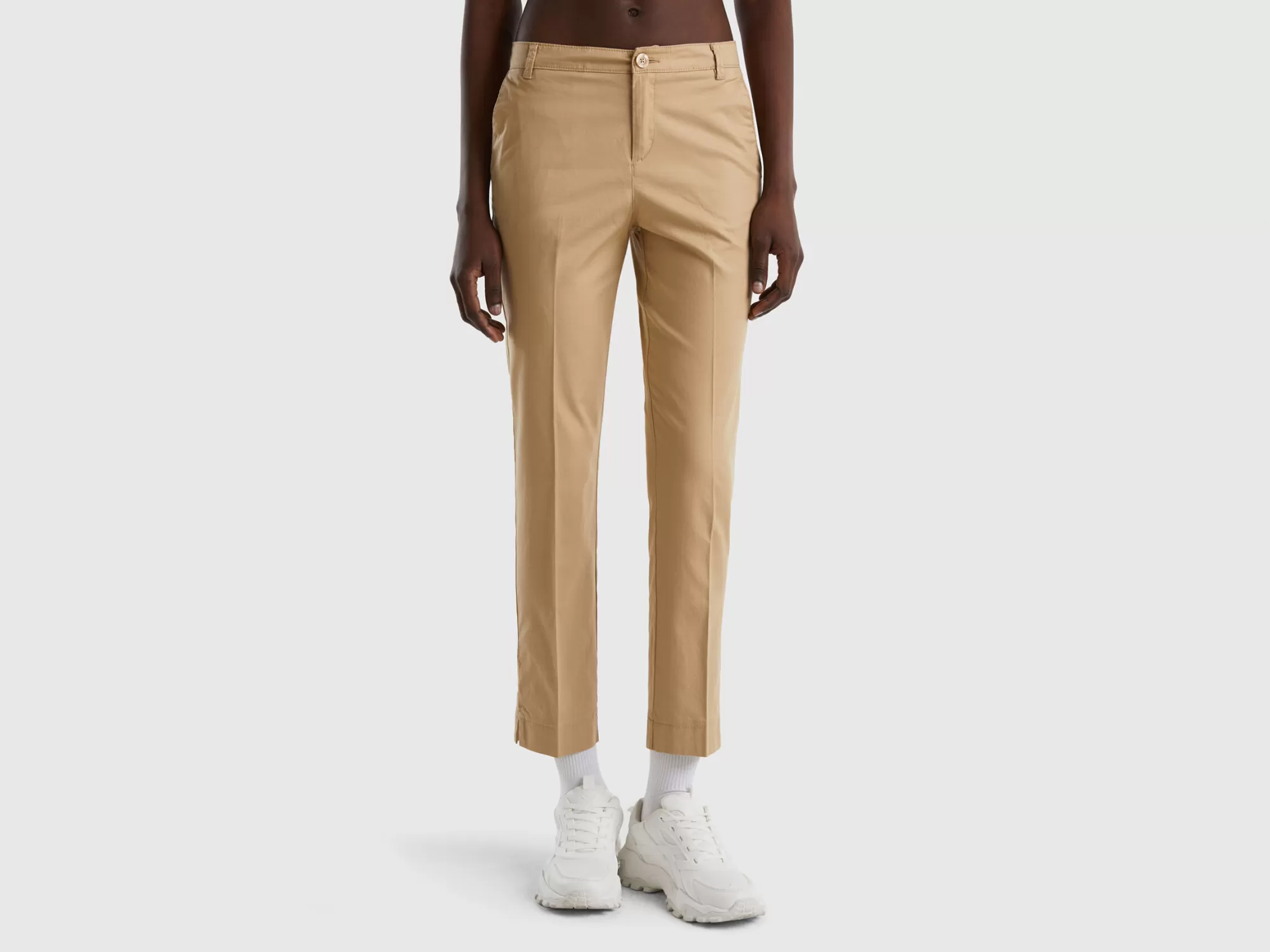 Benetton Chinos De Algodón Elastico-Mujer Pantalones Y Chinos