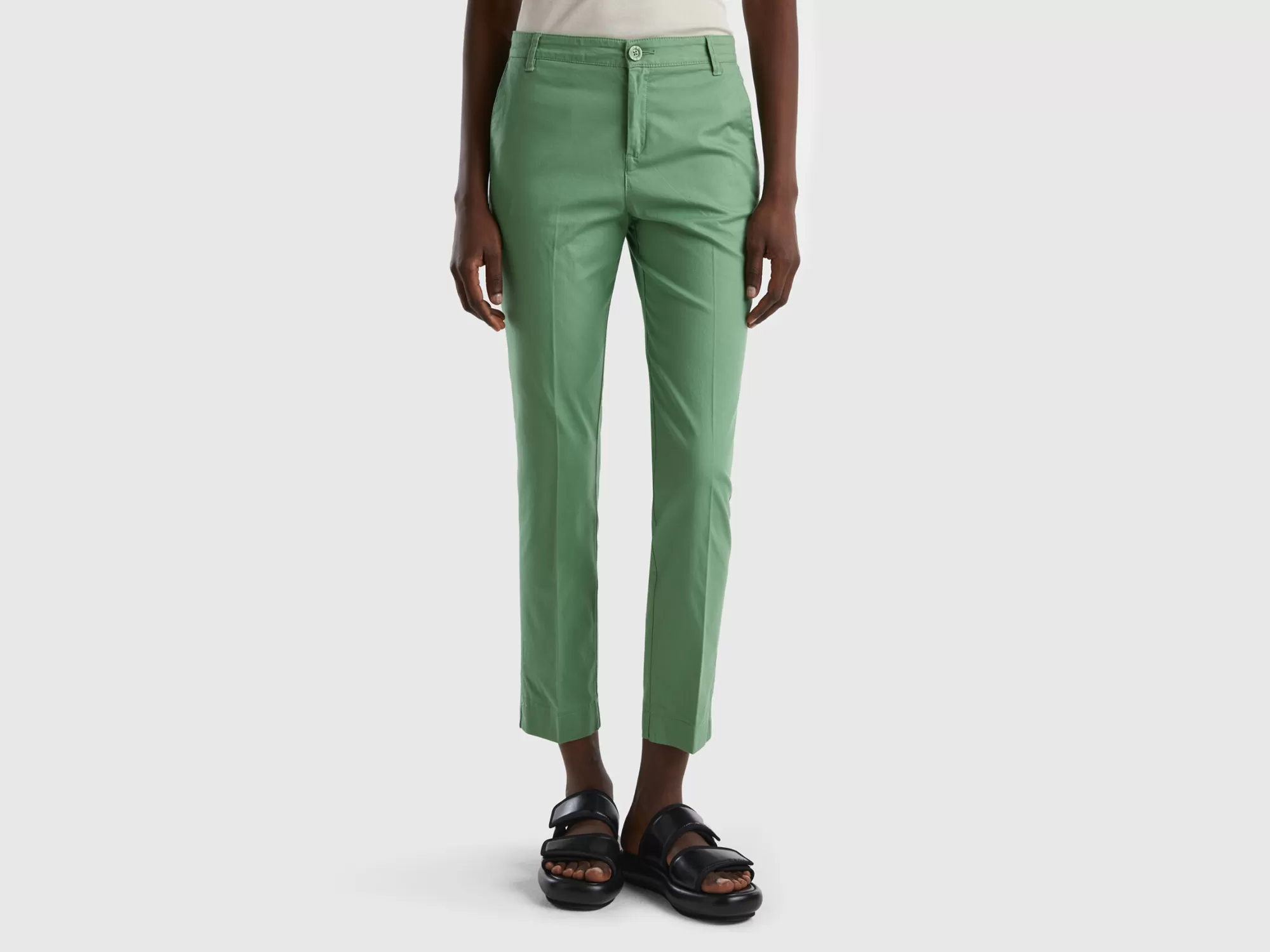 Benetton Chinos De Algodón Elastico-Mujer Pantalones Y Chinos