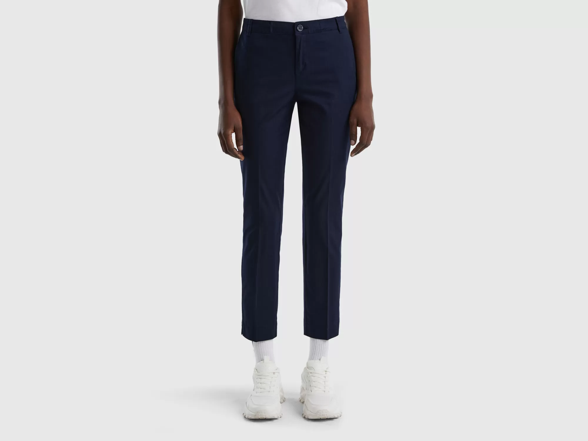 Benetton Chinos De Algodón Elastico-Mujer Pantalones Y Chinos