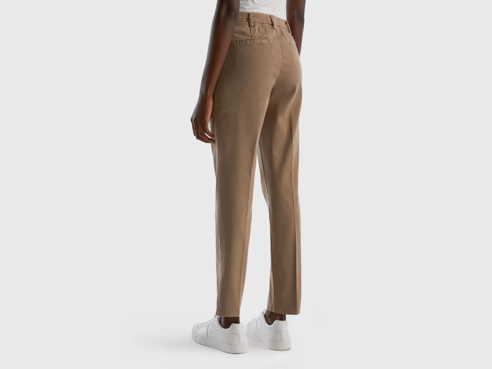 Benetton Chinos Grises Slim Fit De Algodón-Mujer Pantalones Y Chinos