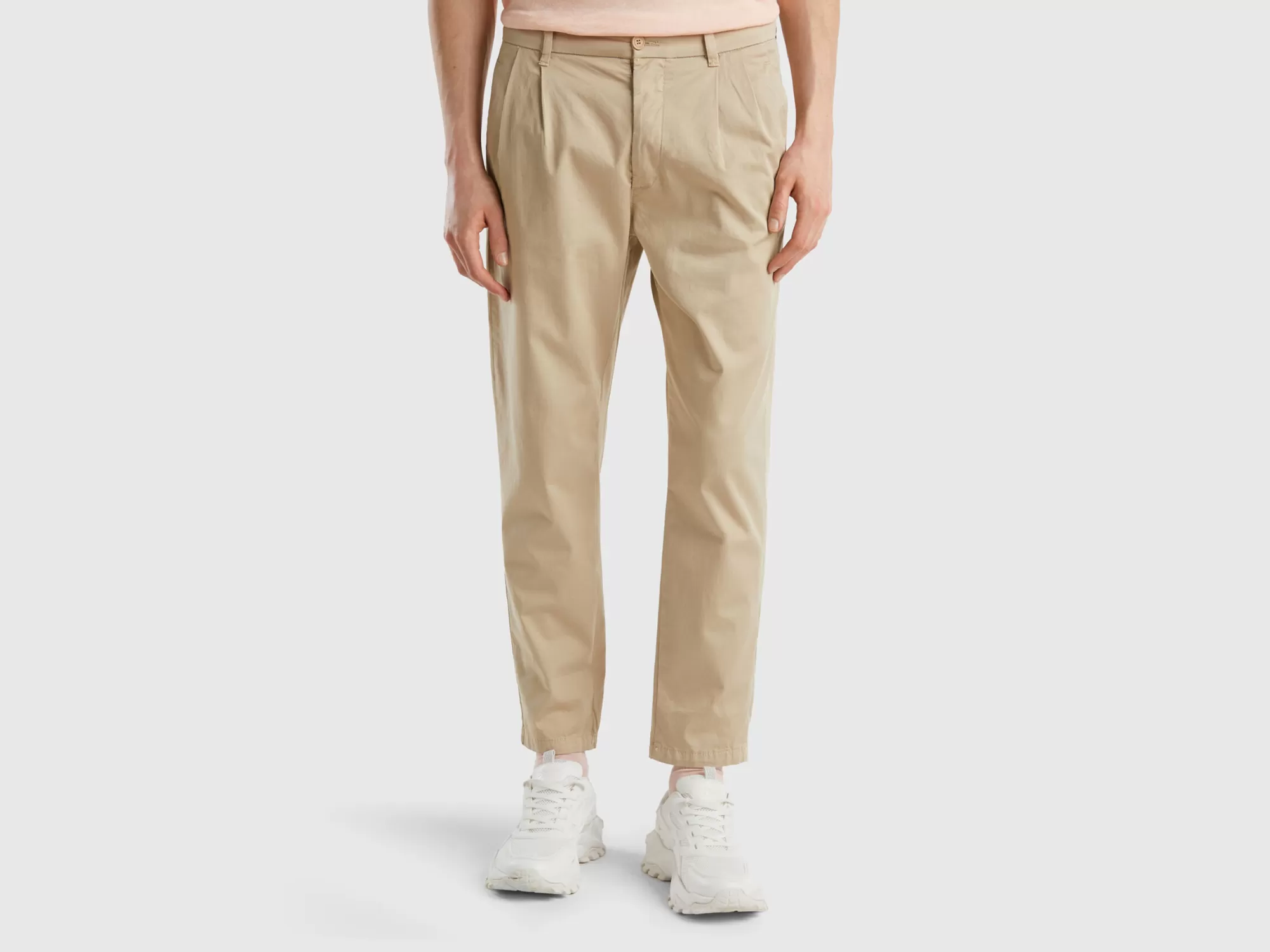 Benetton Chinos Ligeros De Corte Zanahoria-Hombre Pantalones Y Chinos