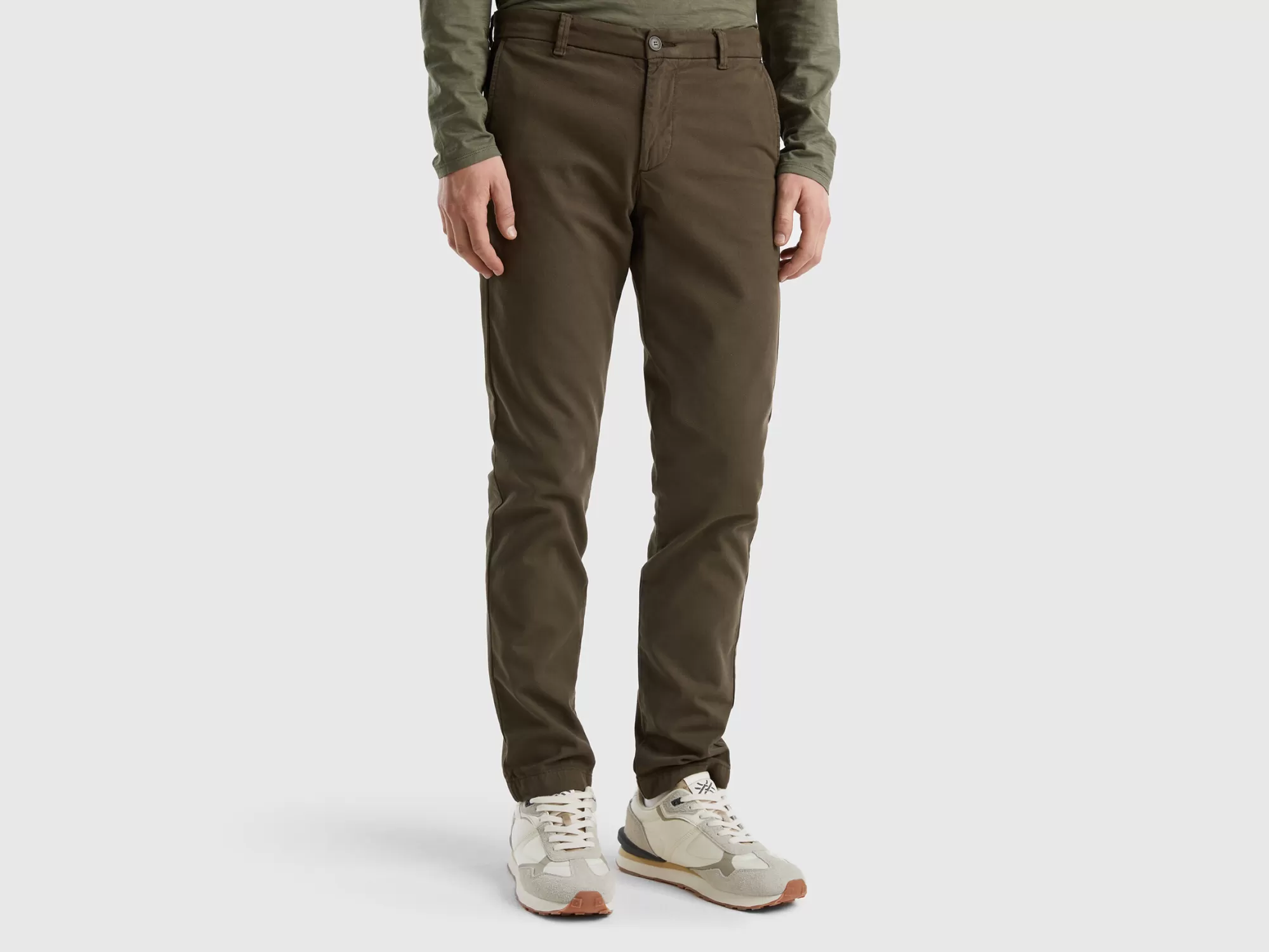 Benetton Chinos Slim Fit De Algodón Elastico-Hombre Pantalones Y Chinos