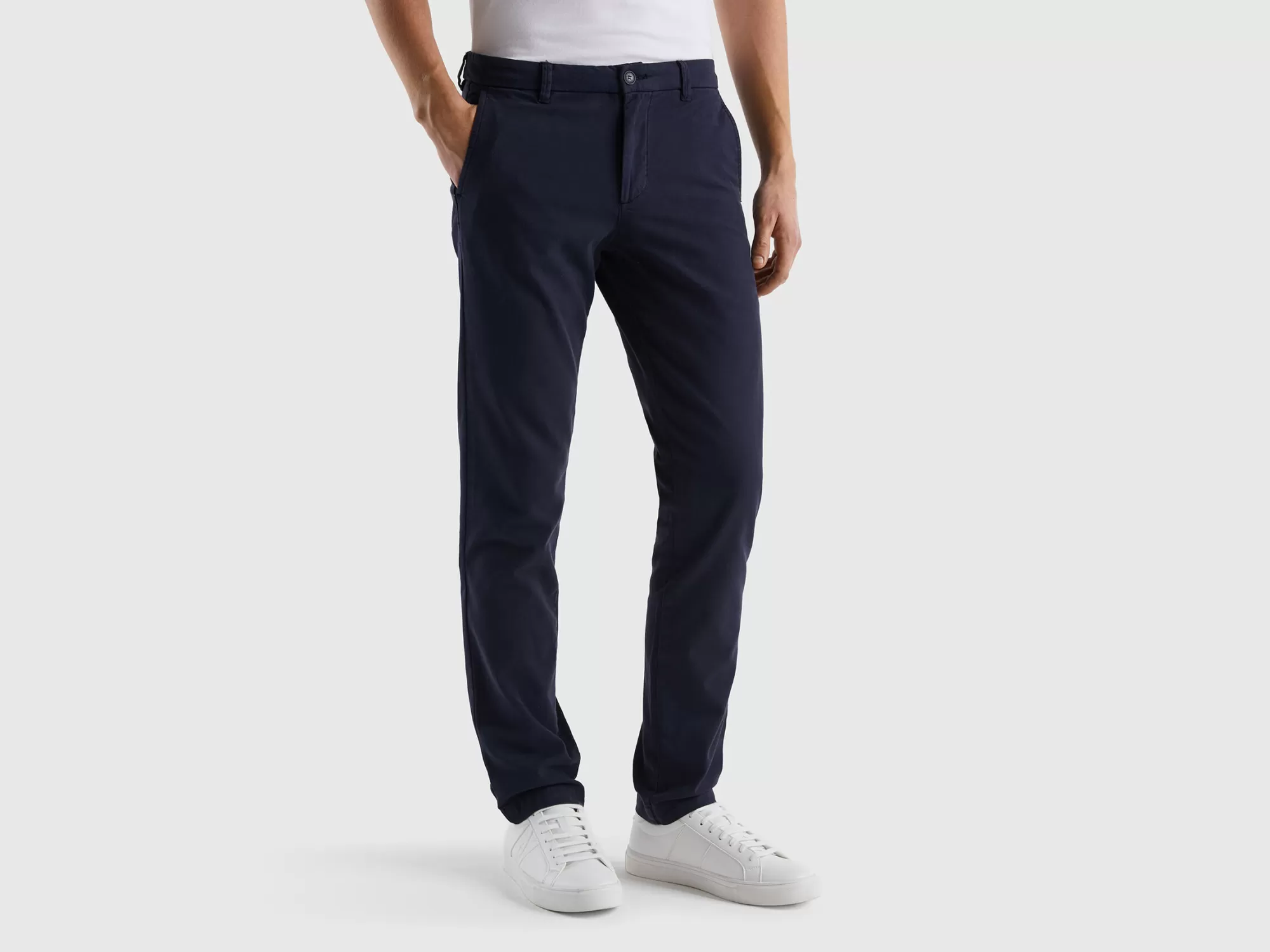 Benetton Chinos Slim Fit De Algodón Elastico-Hombre Pantalones Y Chinos