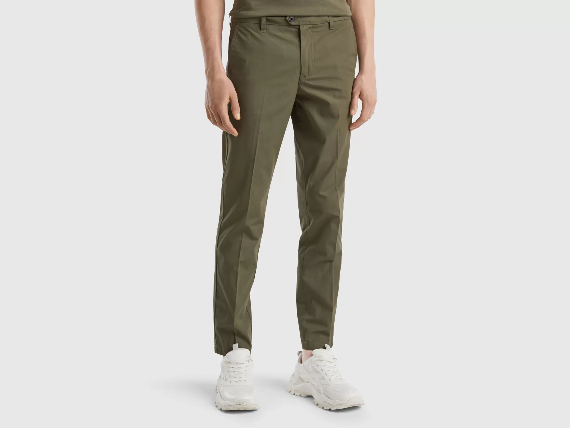 Benetton Chinos Slim Fit De Algodón Ligero-Hombre Pantalones Y Chinos