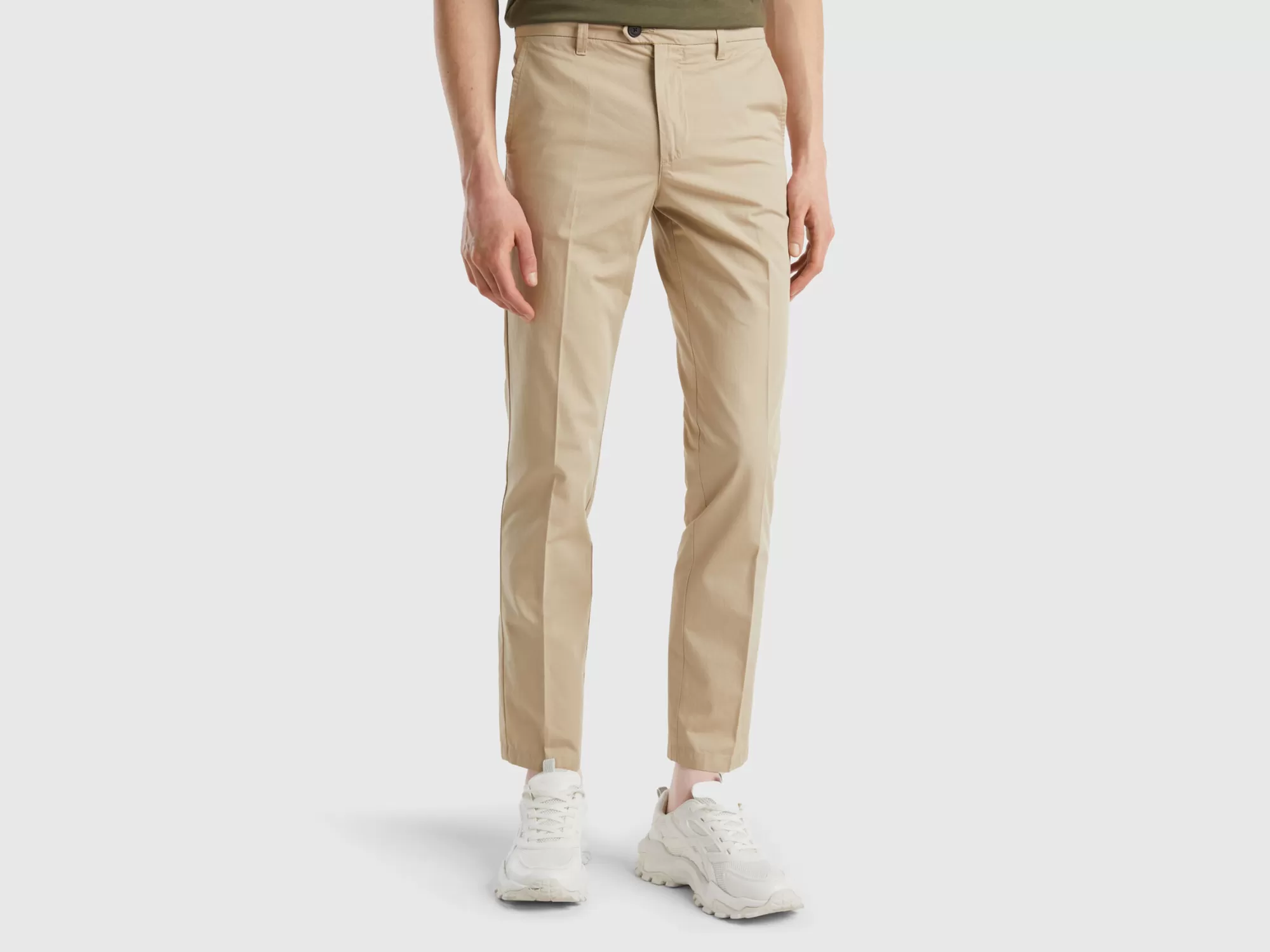 Benetton Chinos Slim Fit De Algodón Ligero-Hombre Pantalones Y Chinos