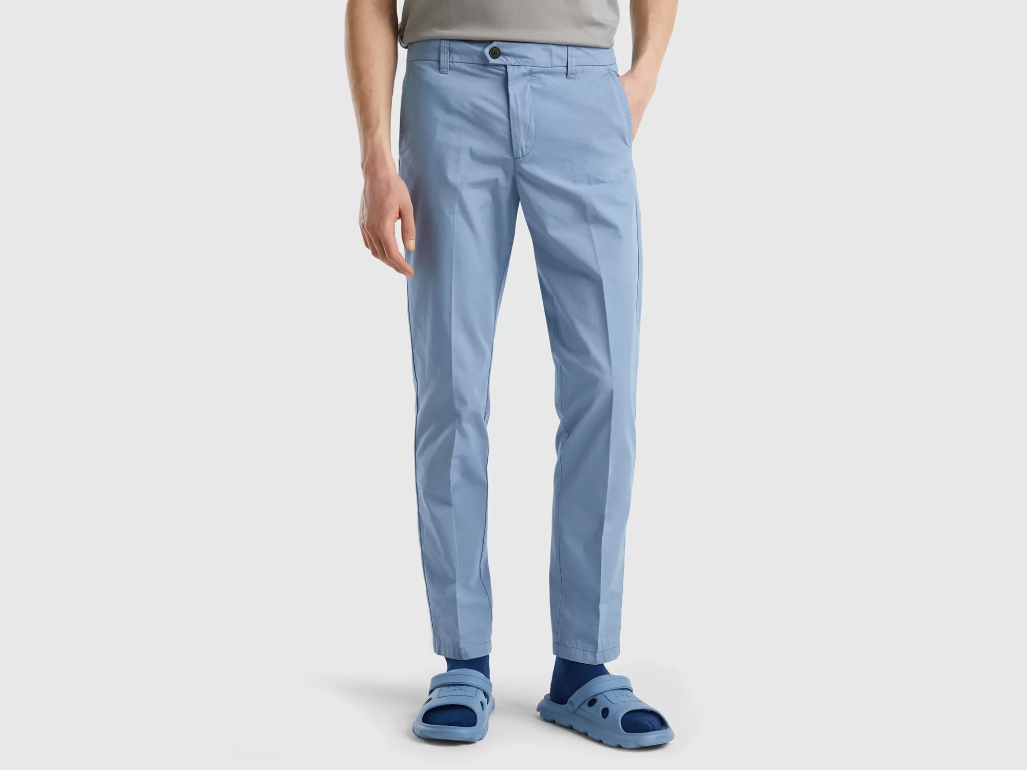 Benetton Chinos Slim Fit De Algodón Ligero-Hombre Pantalones Y Chinos