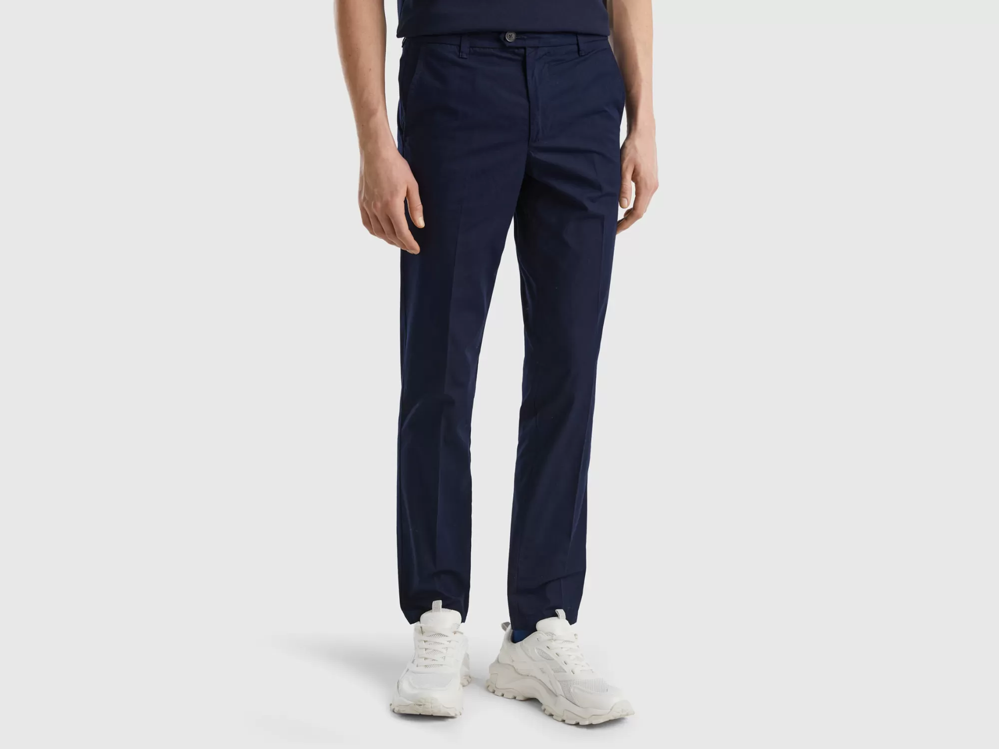 Benetton Chinos Slim Fit De Algodón Ligero-Hombre Pantalones Y Chinos