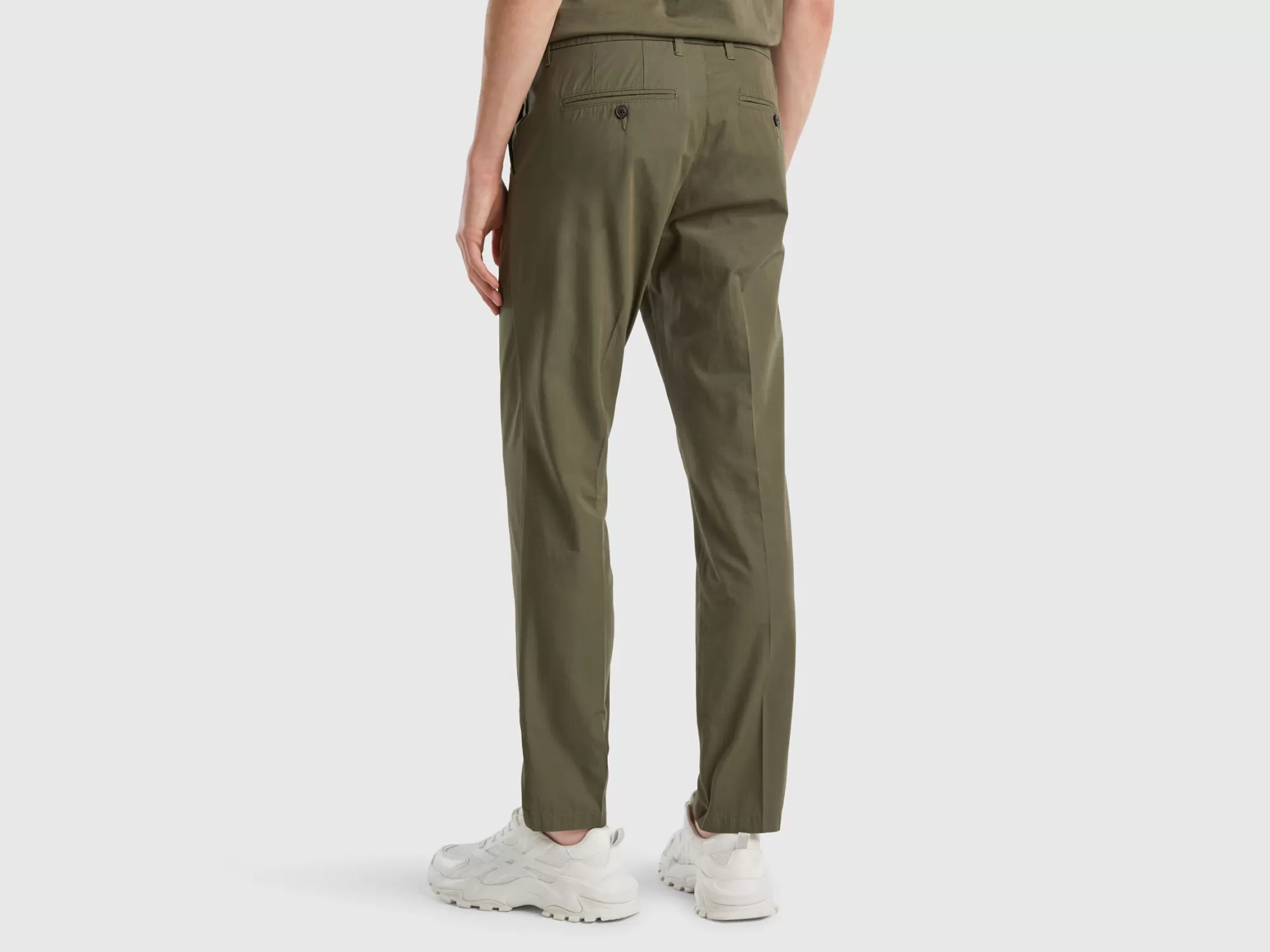 Benetton Chinos Slim Fit De Algodón Ligero-Hombre Pantalones Y Chinos