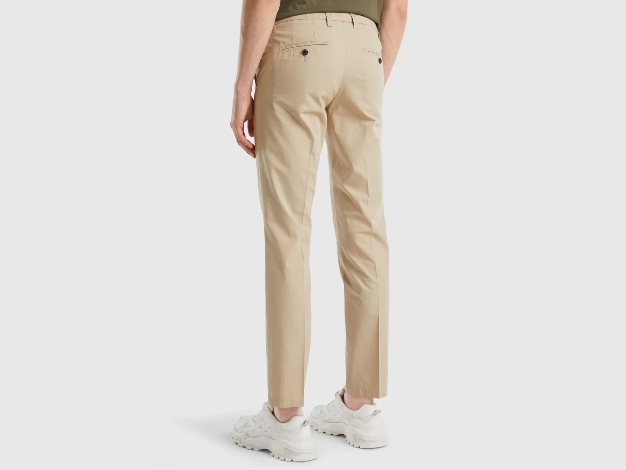 Benetton Chinos Slim Fit De Algodón Ligero-Hombre Pantalones Y Chinos