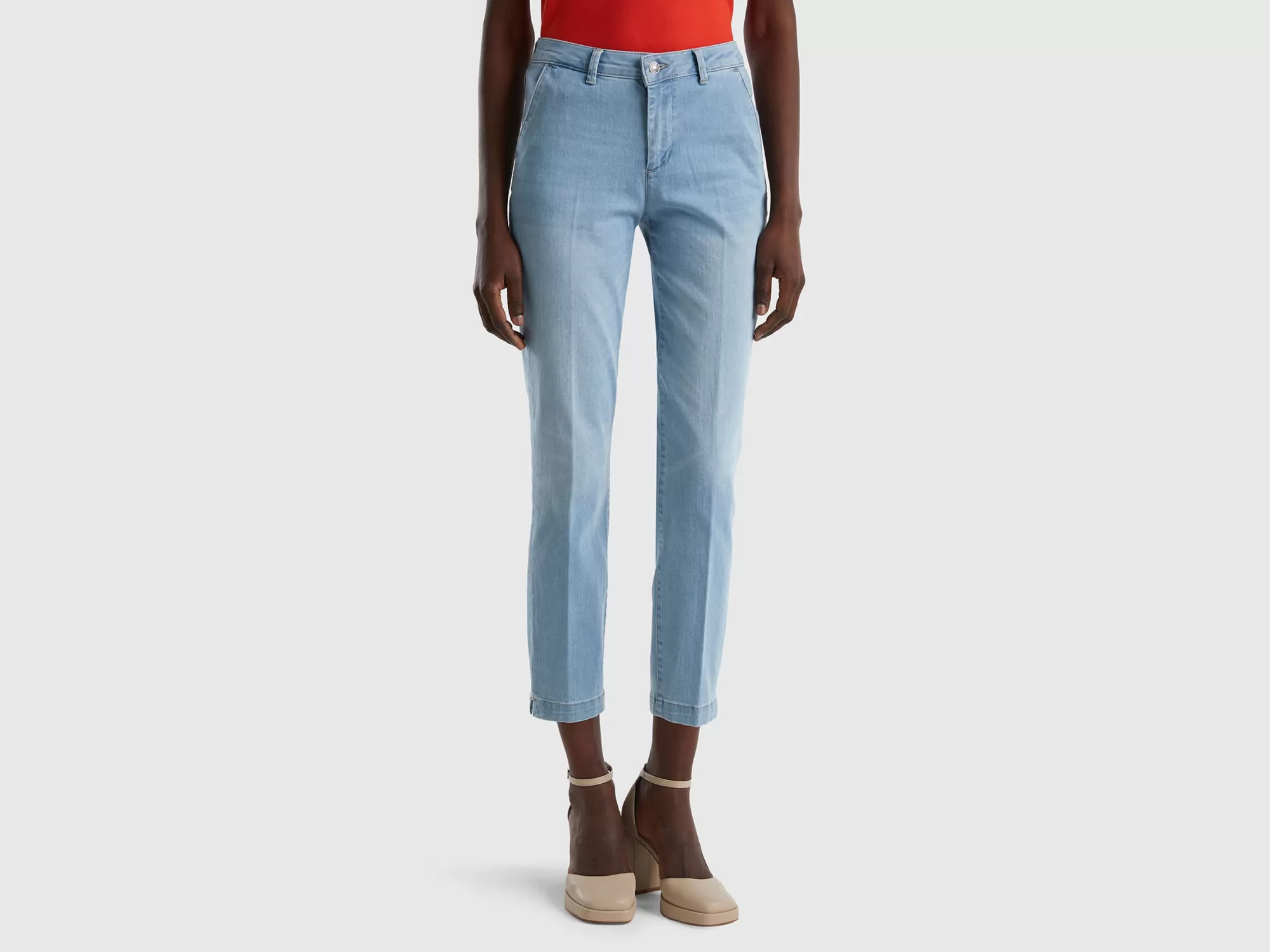 Benetton Chinos Slim Fit En Denim-Mujer Pantalones Y Chinos