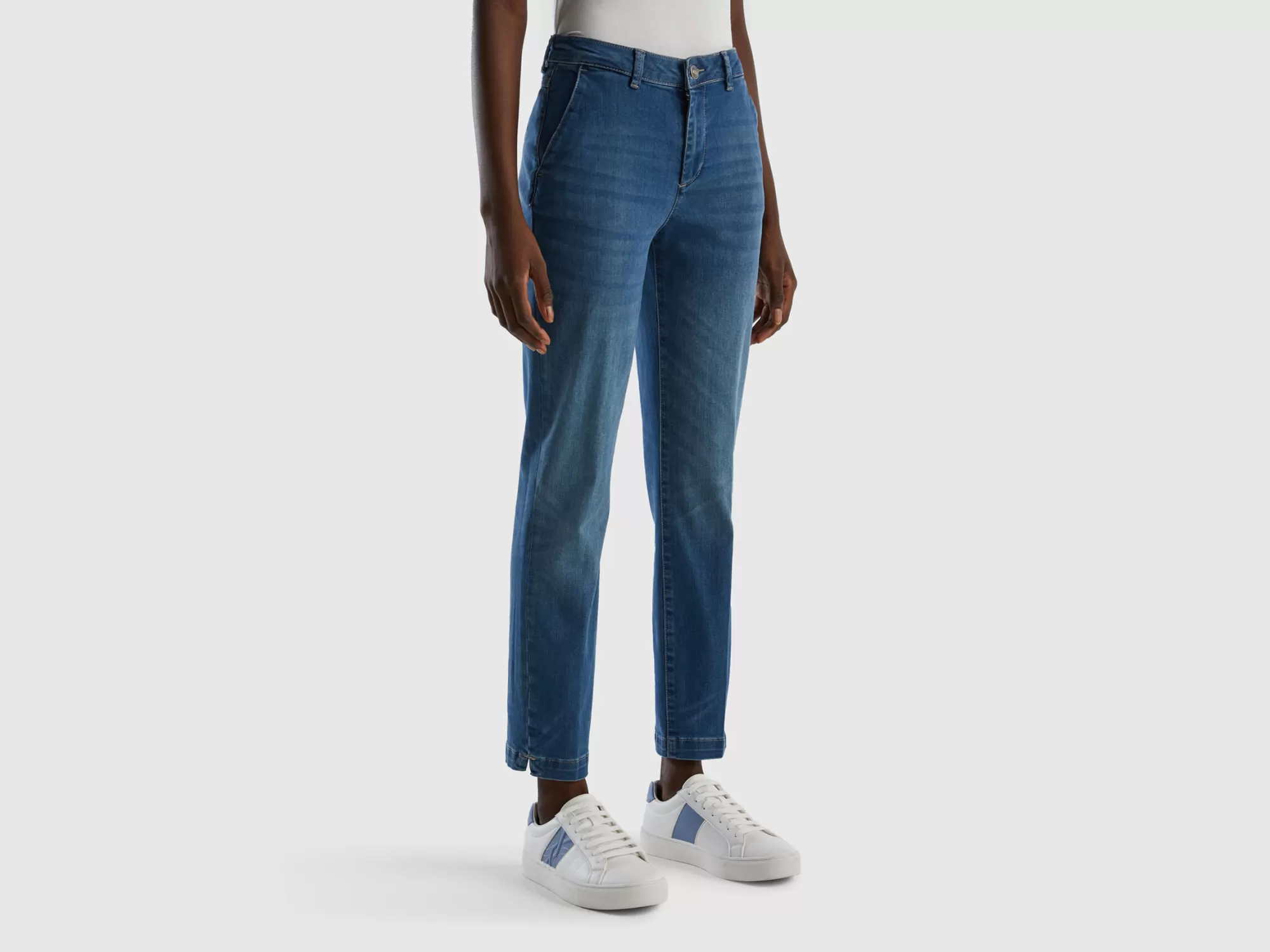 Benetton Chinos Slim Fit En Denim-Mujer Pantalones Y Chinos