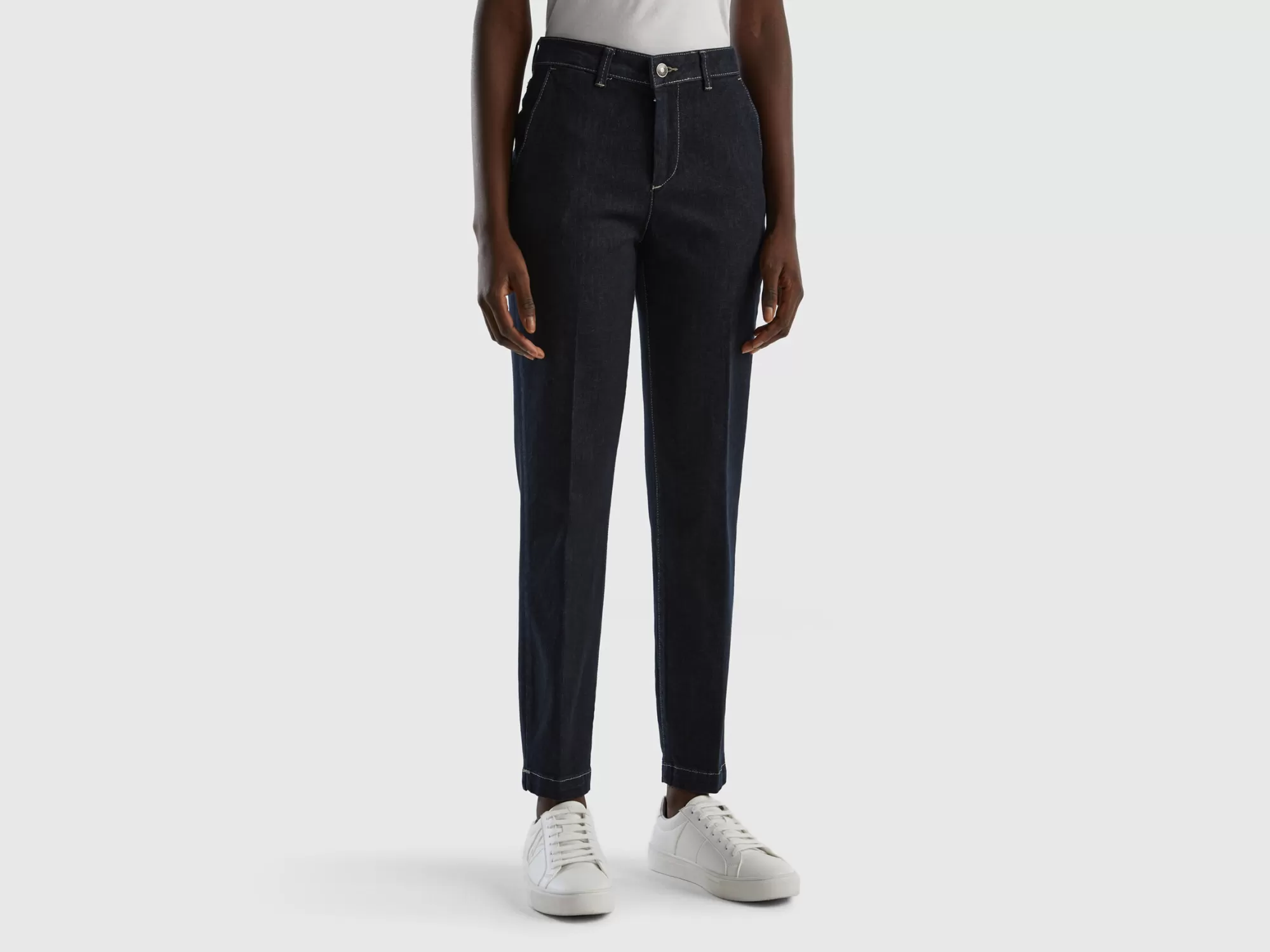 Benetton Chinos Slim Fit En Denim-Mujer Pantalones Y Chinos