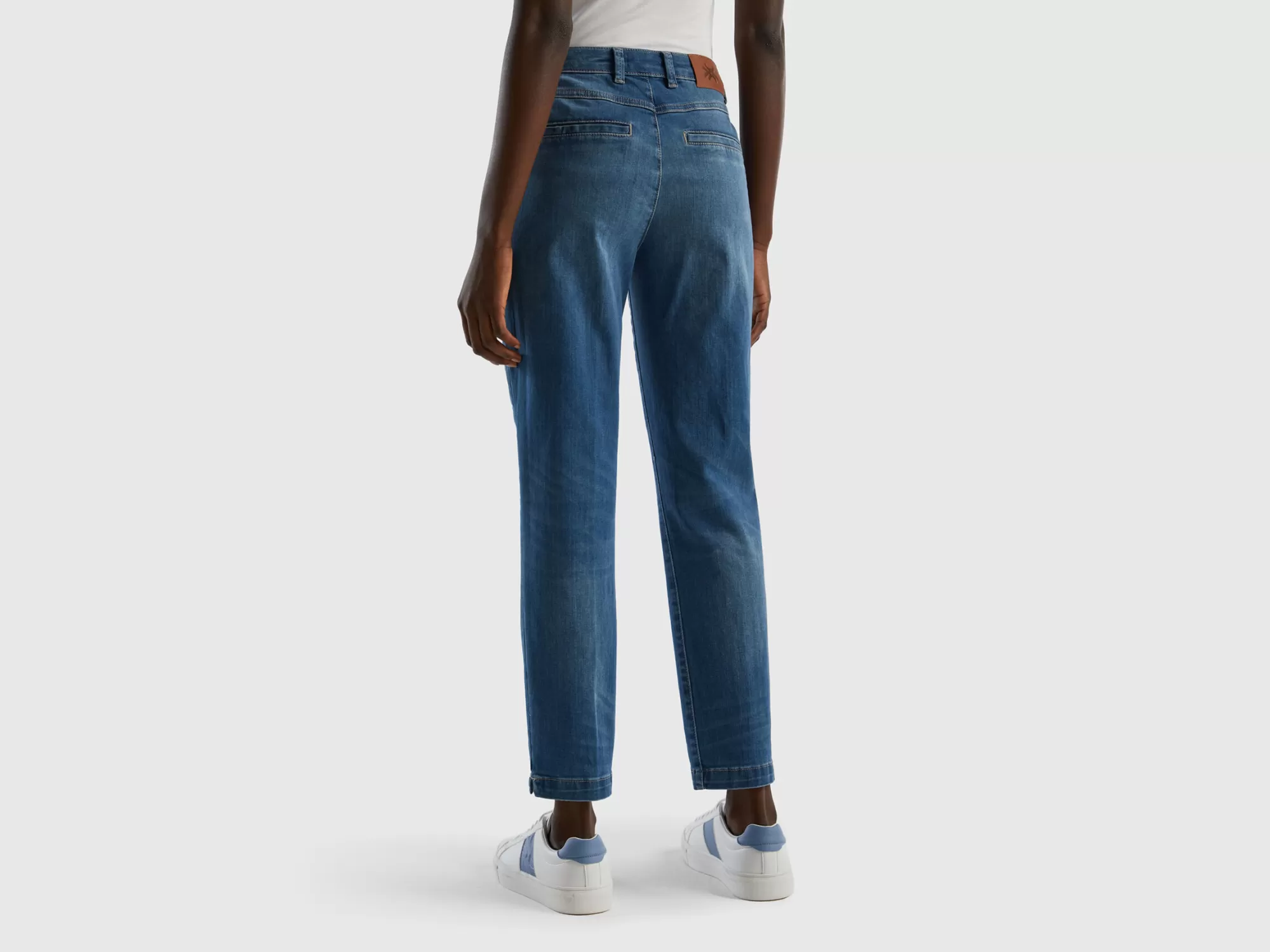 Benetton Chinos Slim Fit En Denim-Mujer Pantalones Y Chinos