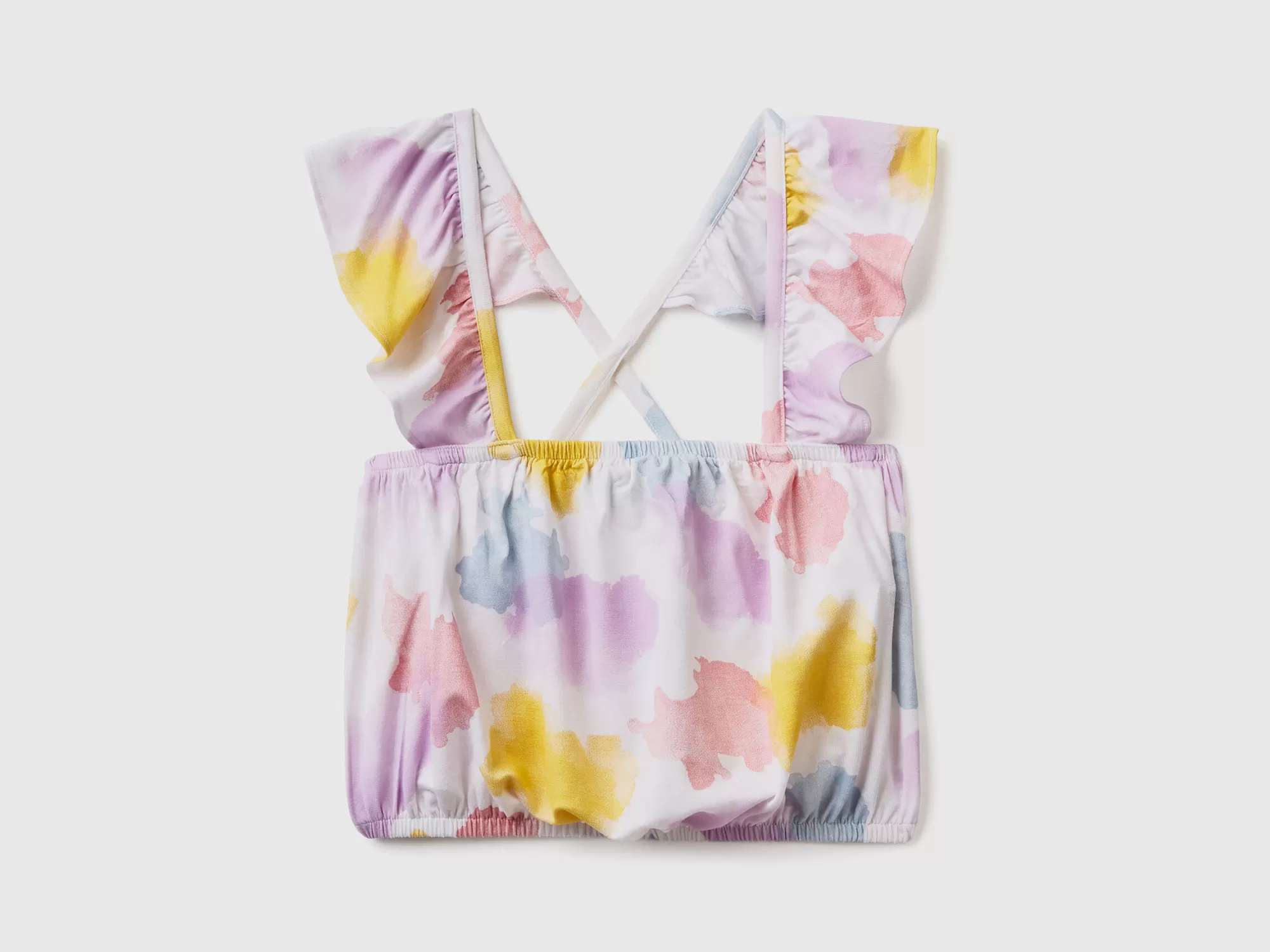 Benetton Crop Top Con Efecto Tie-Dye Y Volantes-Niños Camisetas Y Camisas