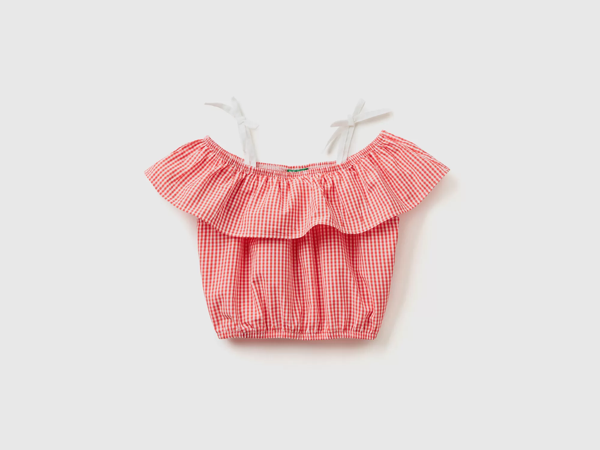 Benetton Crop Top De Vichy Con Volantes-Niños Camisetas Y Camisas