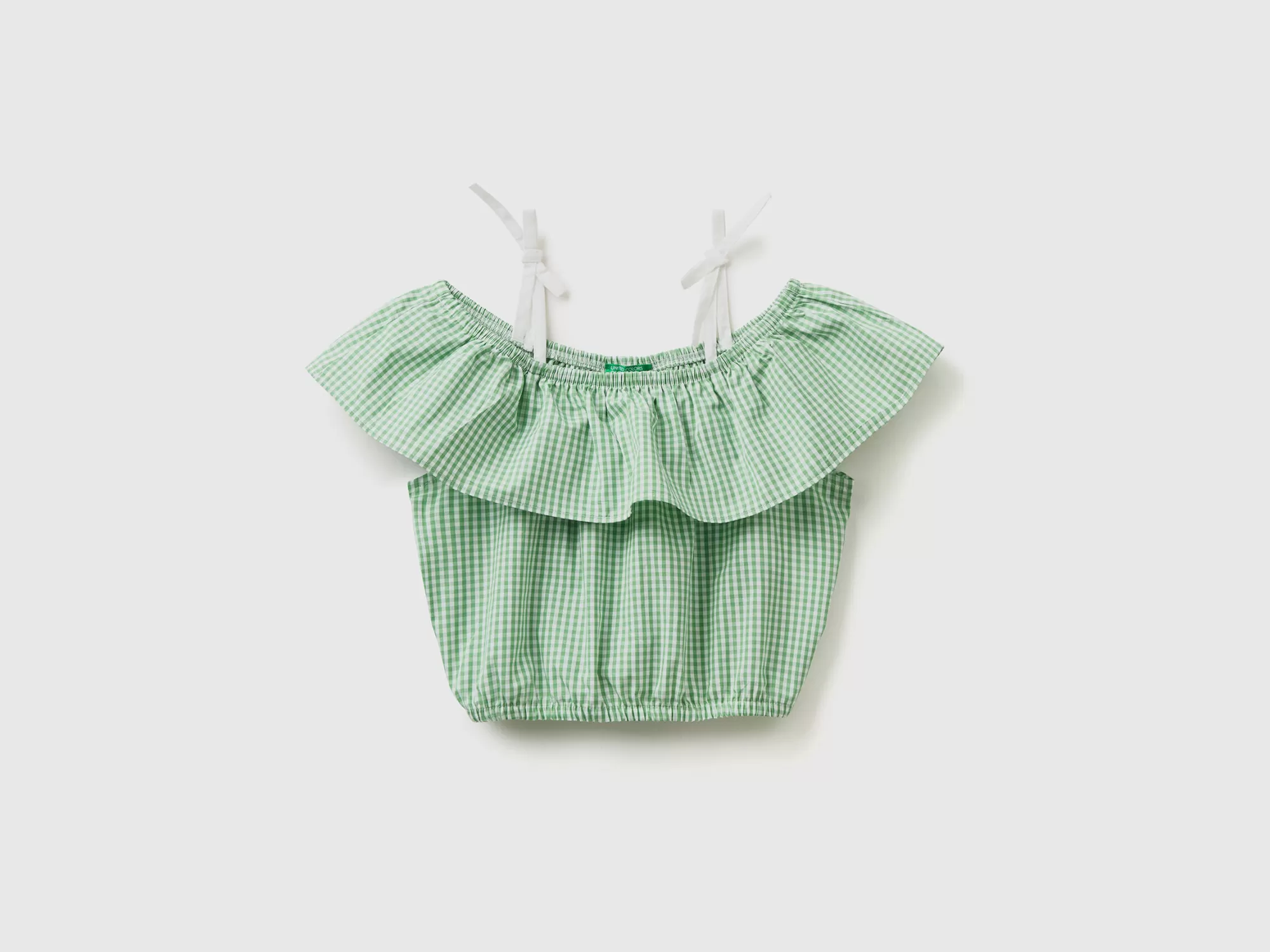 Benetton Crop Top De Vichy Con Volantes-Niños Camisetas Y Camisas