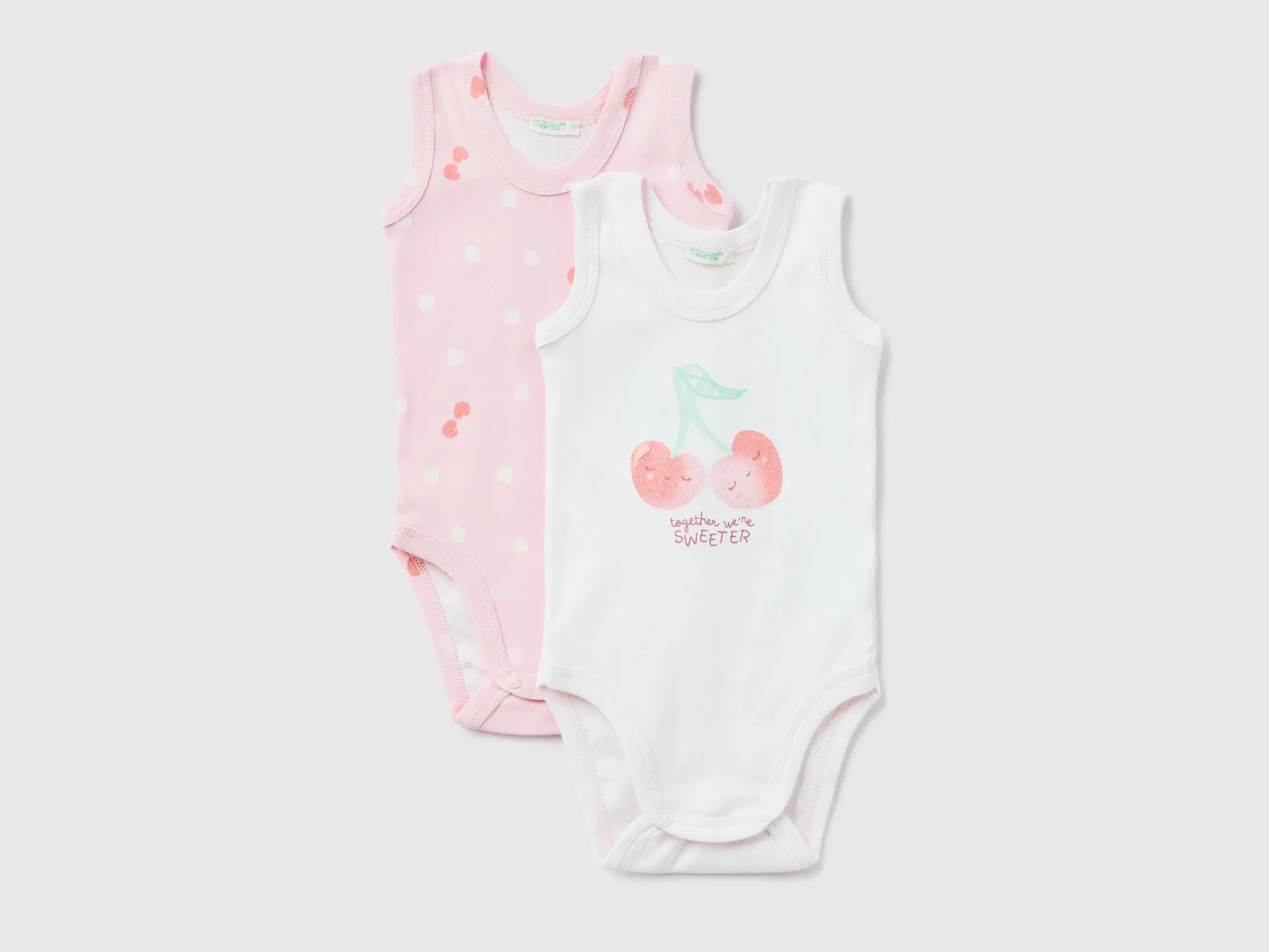 Benetton Dos Bodys Acanalados De Algodón Organico-Niños Ropa Interior Y Pijamas