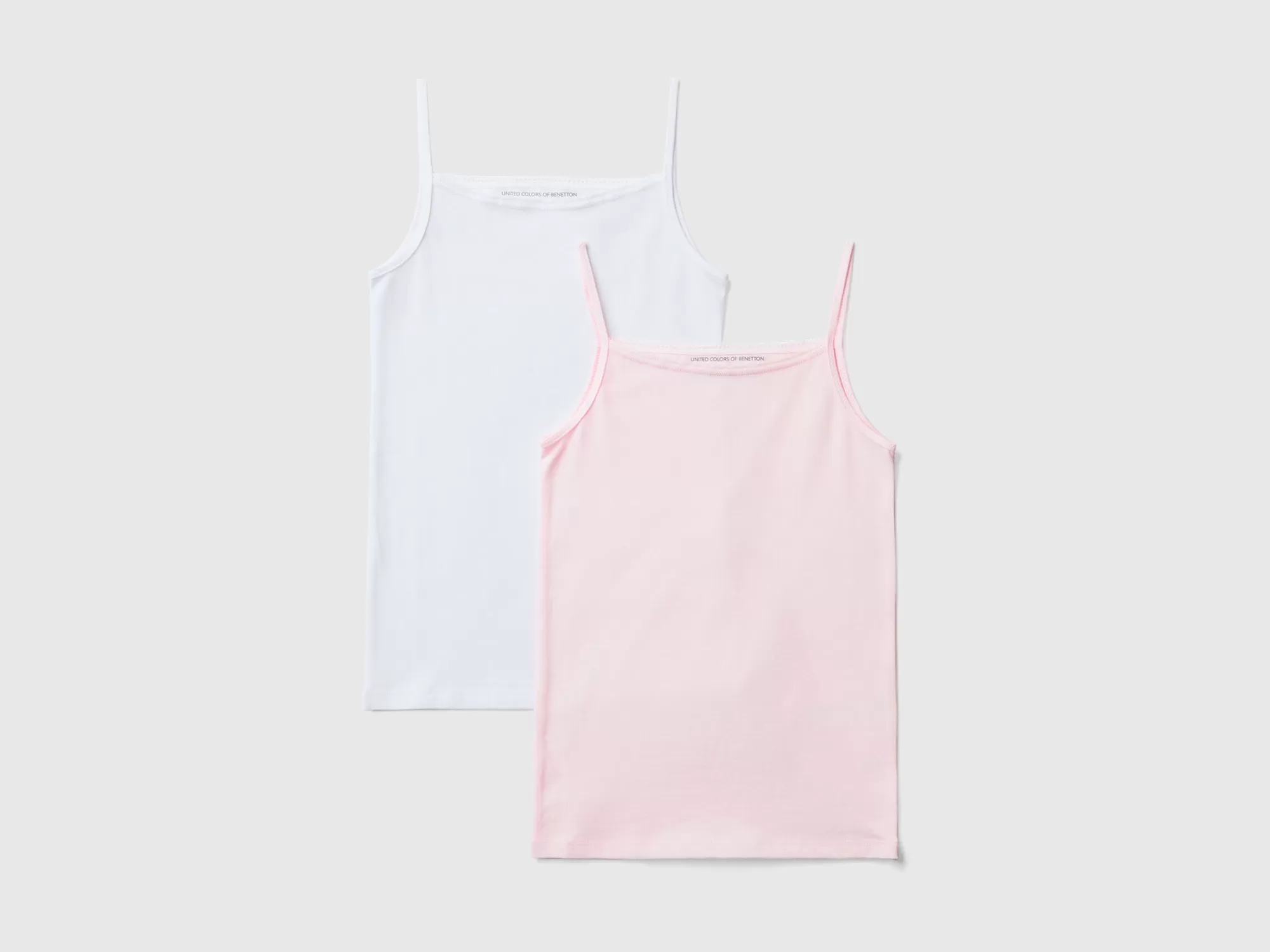 Benetton Dos Camisetas Interiores De Tirantes De Algodón Elastico-Niños Ropa Interior Y Pijamas