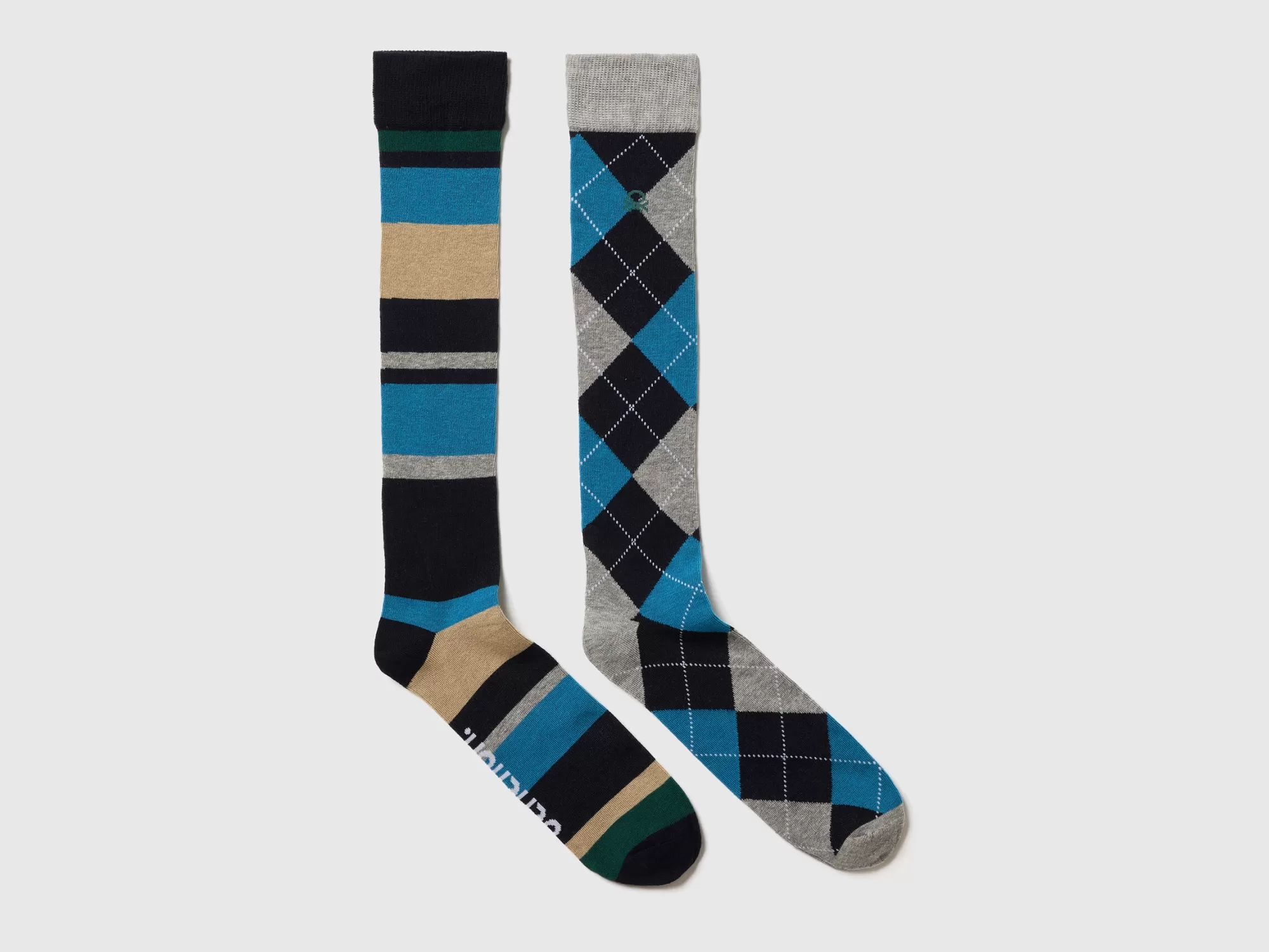 Benetton Dos Pares De Calcetines Altos De Jacquard-Hombre Loungewear