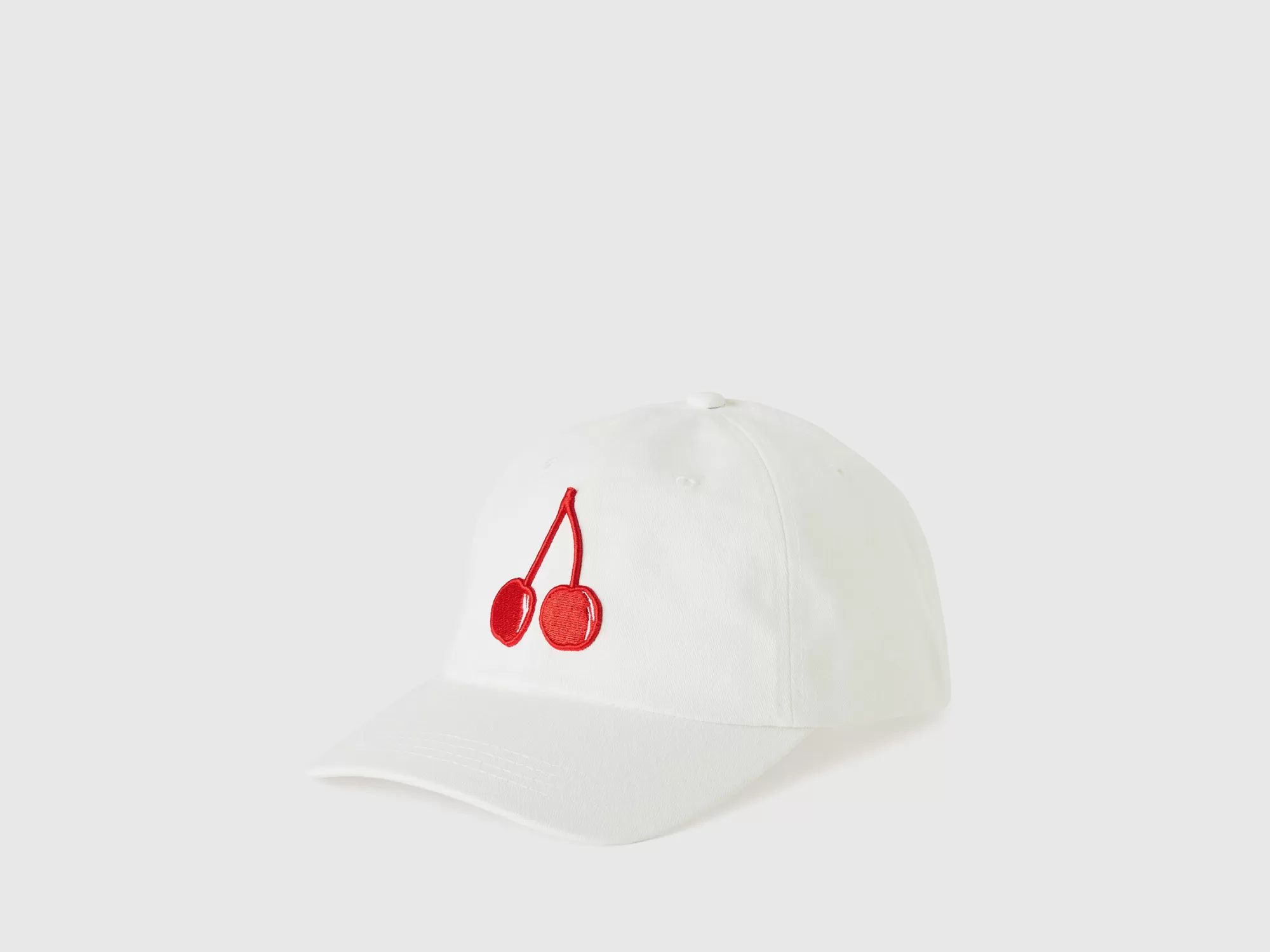 Benetton Gorra Blanca Con Bordado De Cereza-Hombre Accesorios Y Calzado