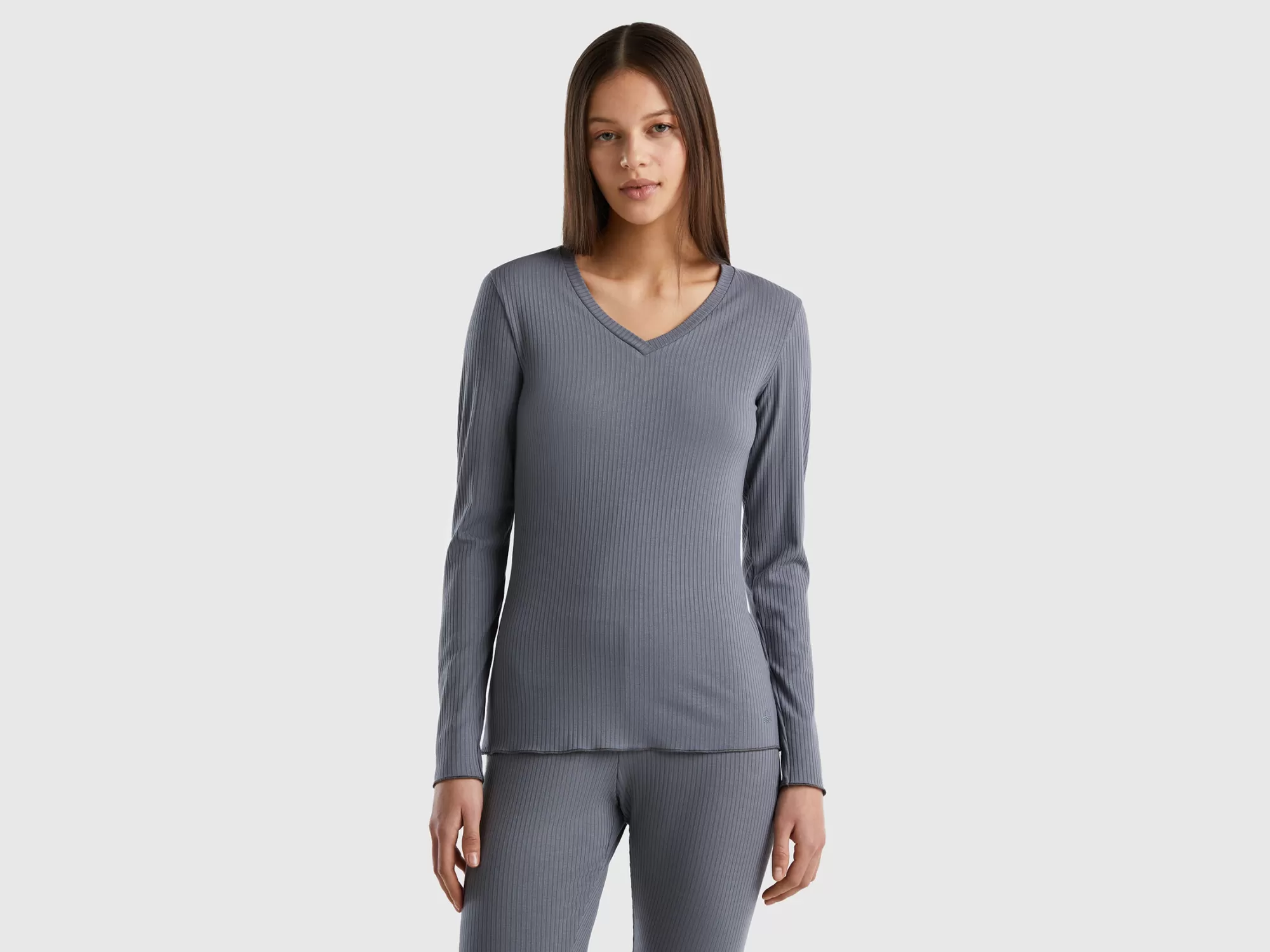 Benetton Jersey Acanalado Slim Fit-Mujer Loungewear