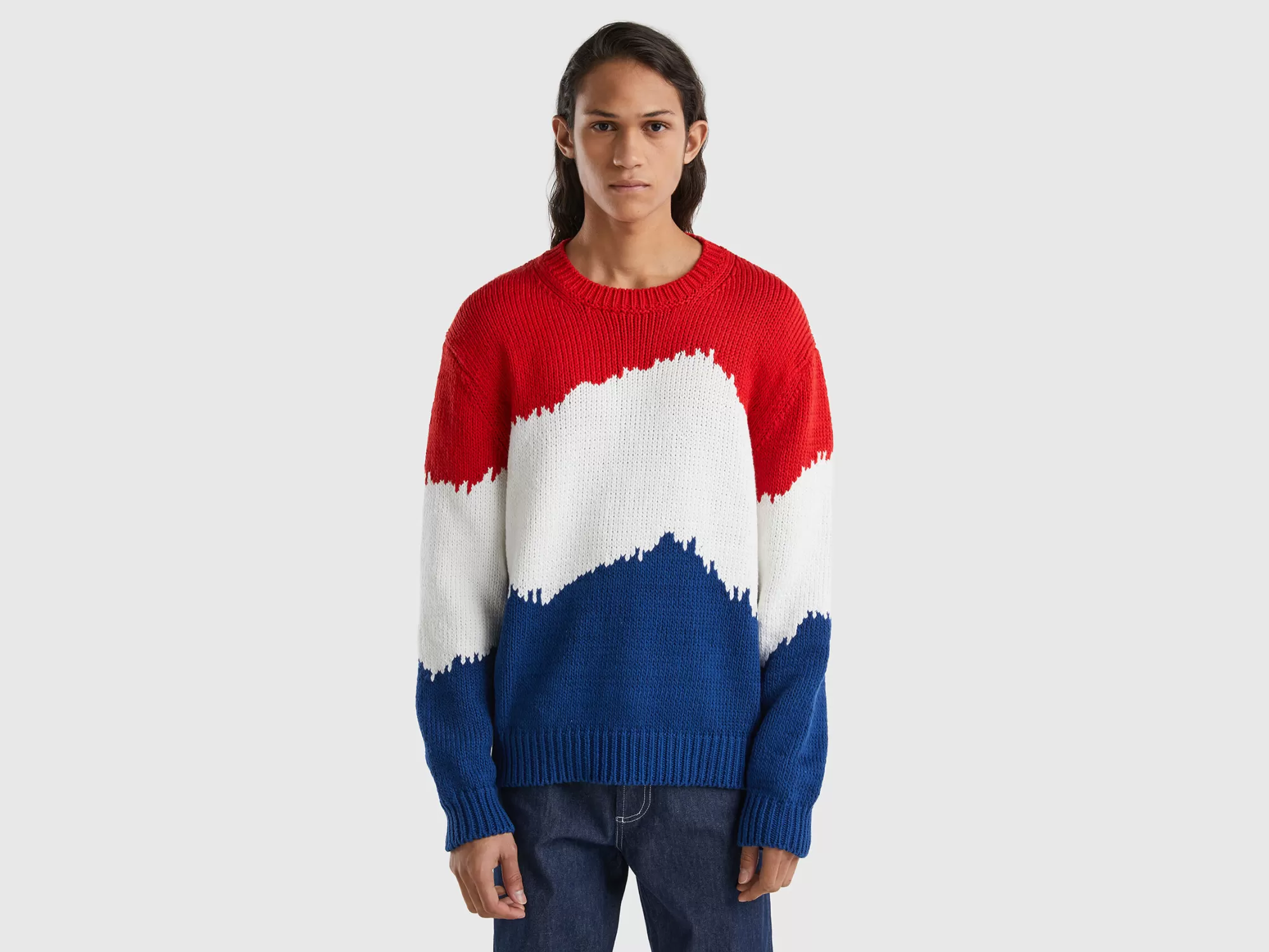 Benetton Jersey Color Block-Hombre Prendas De Punto