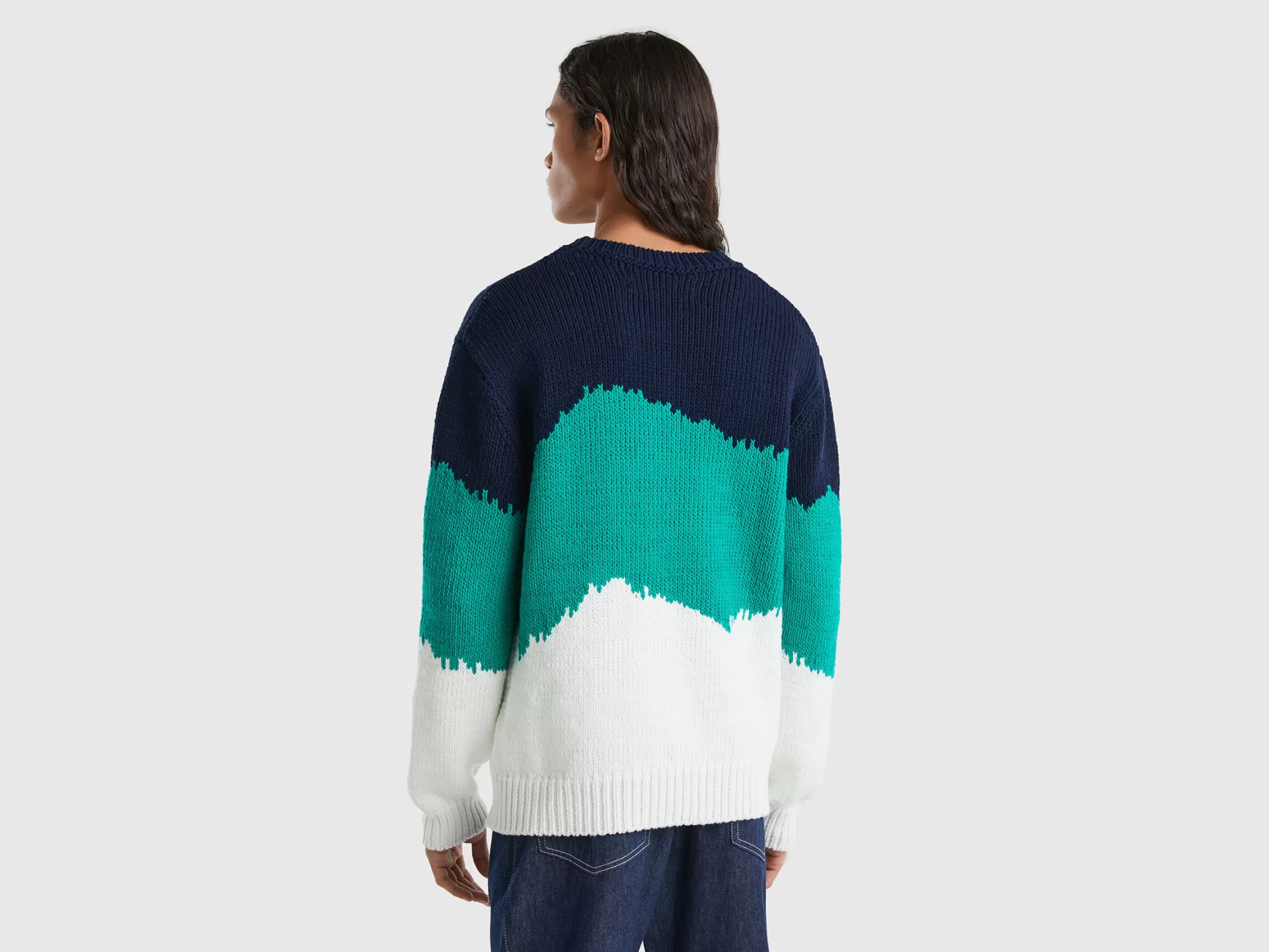 Benetton Jersey Color Block-Hombre Prendas De Punto