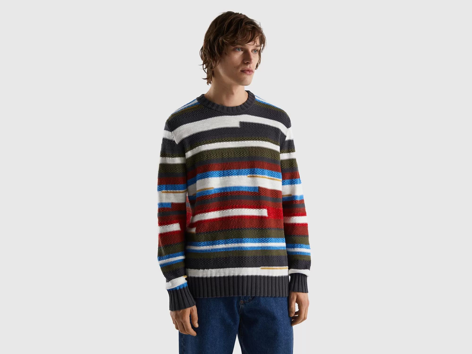 Benetton Jersey Con Rayas Multicolores-Hombre Prendas De Punto