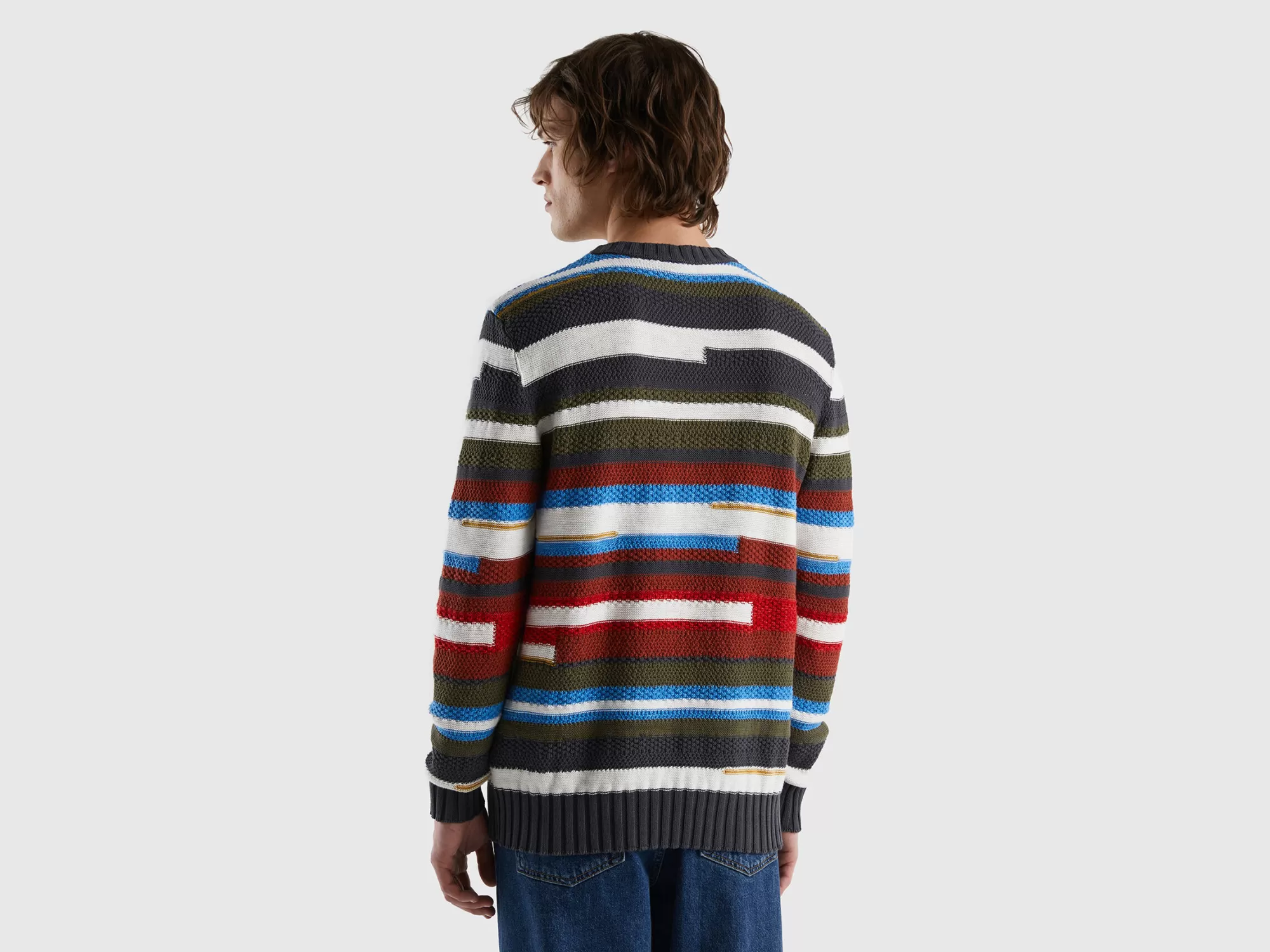 Benetton Jersey Con Rayas Multicolores-Hombre Prendas De Punto