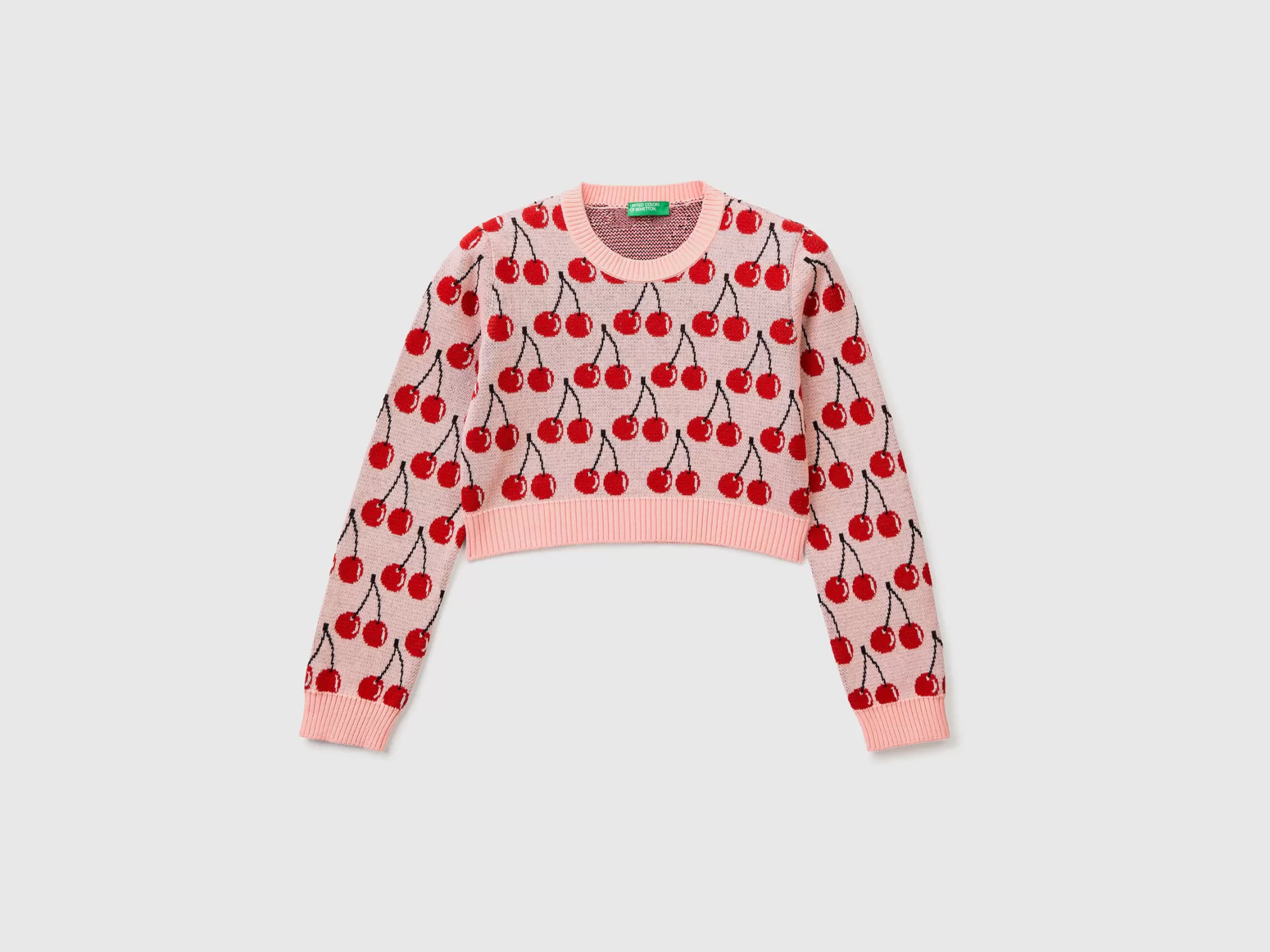 Benetton Jersey Croppedcon Estampado De Cerezas-Niños Prendas De Punto