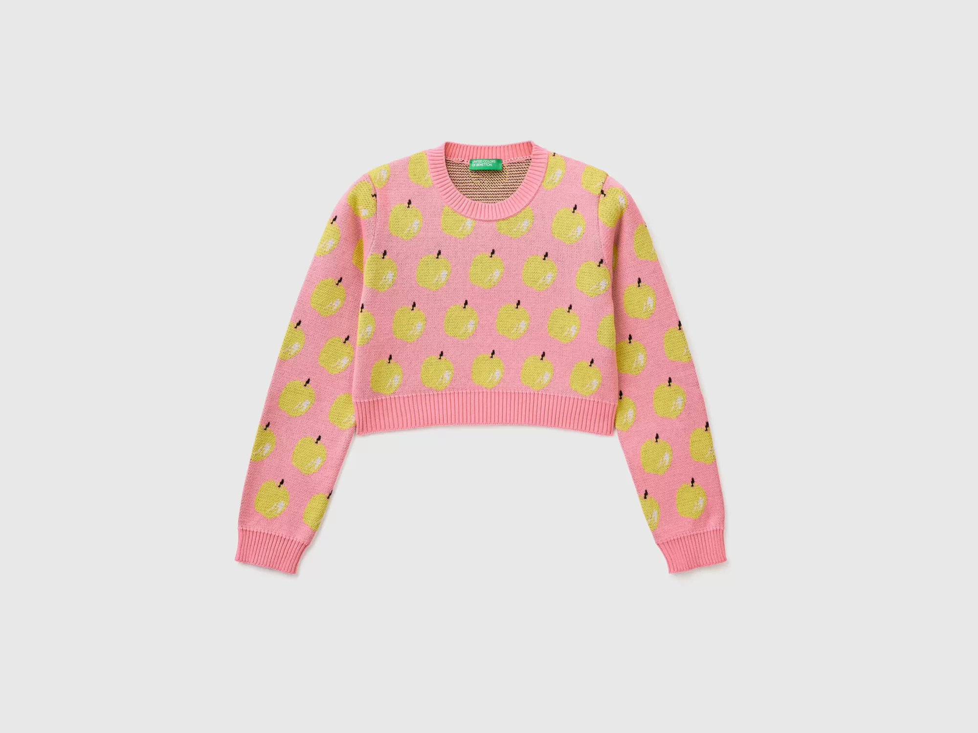 Benetton Jersey Croppedcon Estampado De Manzanas-Niños Prendas De Punto