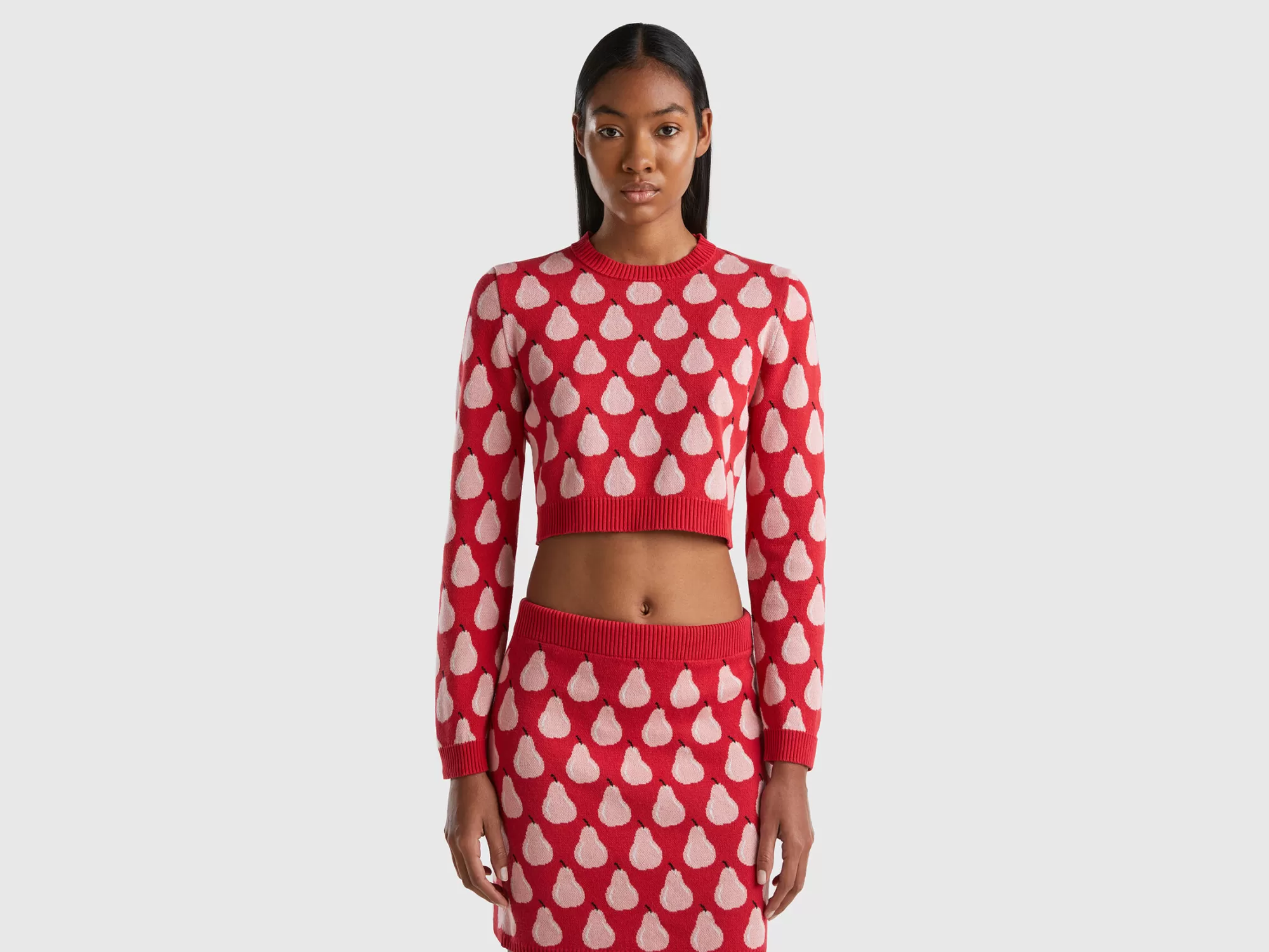 Benetton Jersey Croppedcon Estampado De Peras-Mujer Prendas De Punto