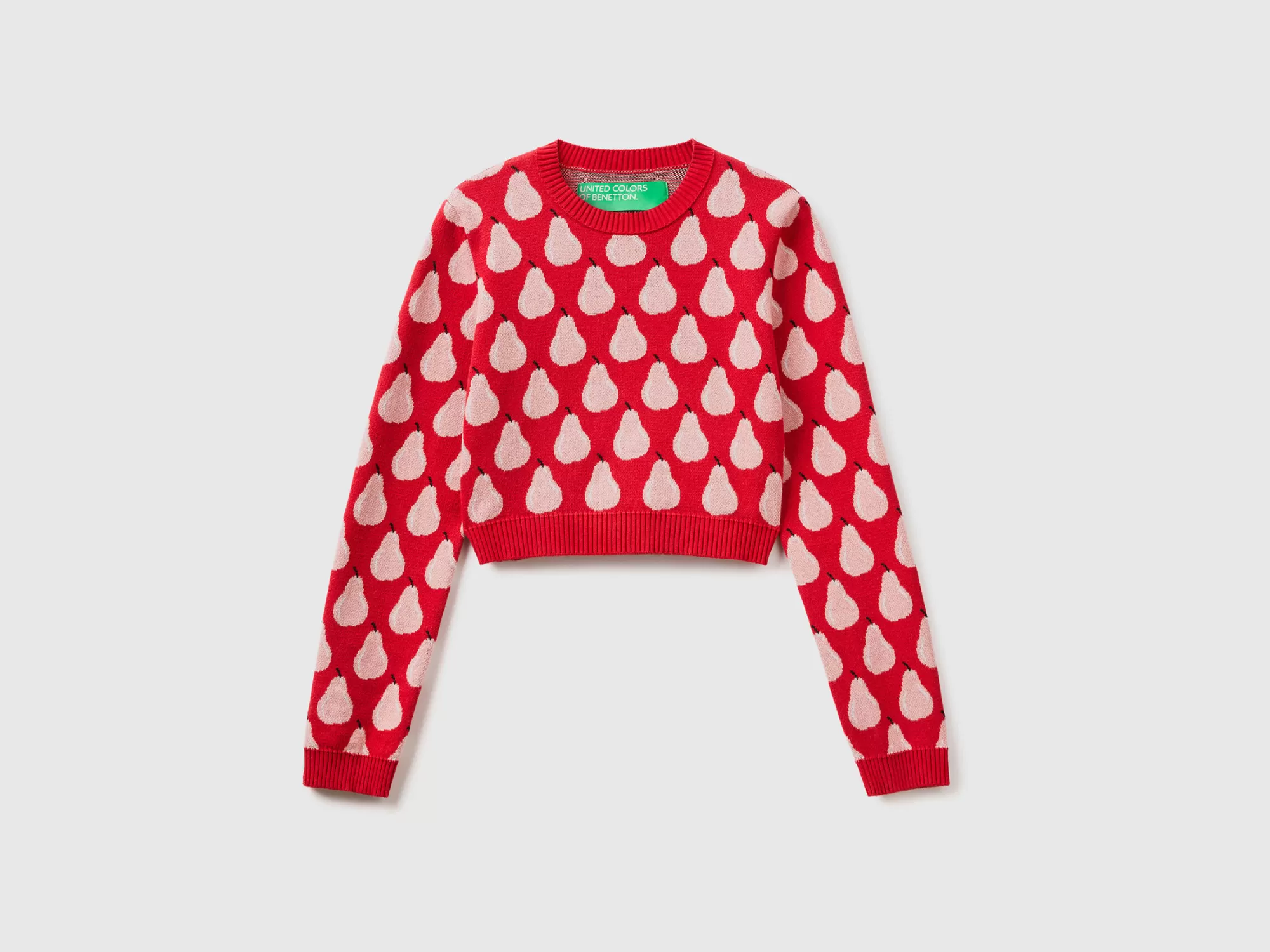 Benetton Jersey Croppedcon Estampado De Peras-Mujer Prendas De Punto