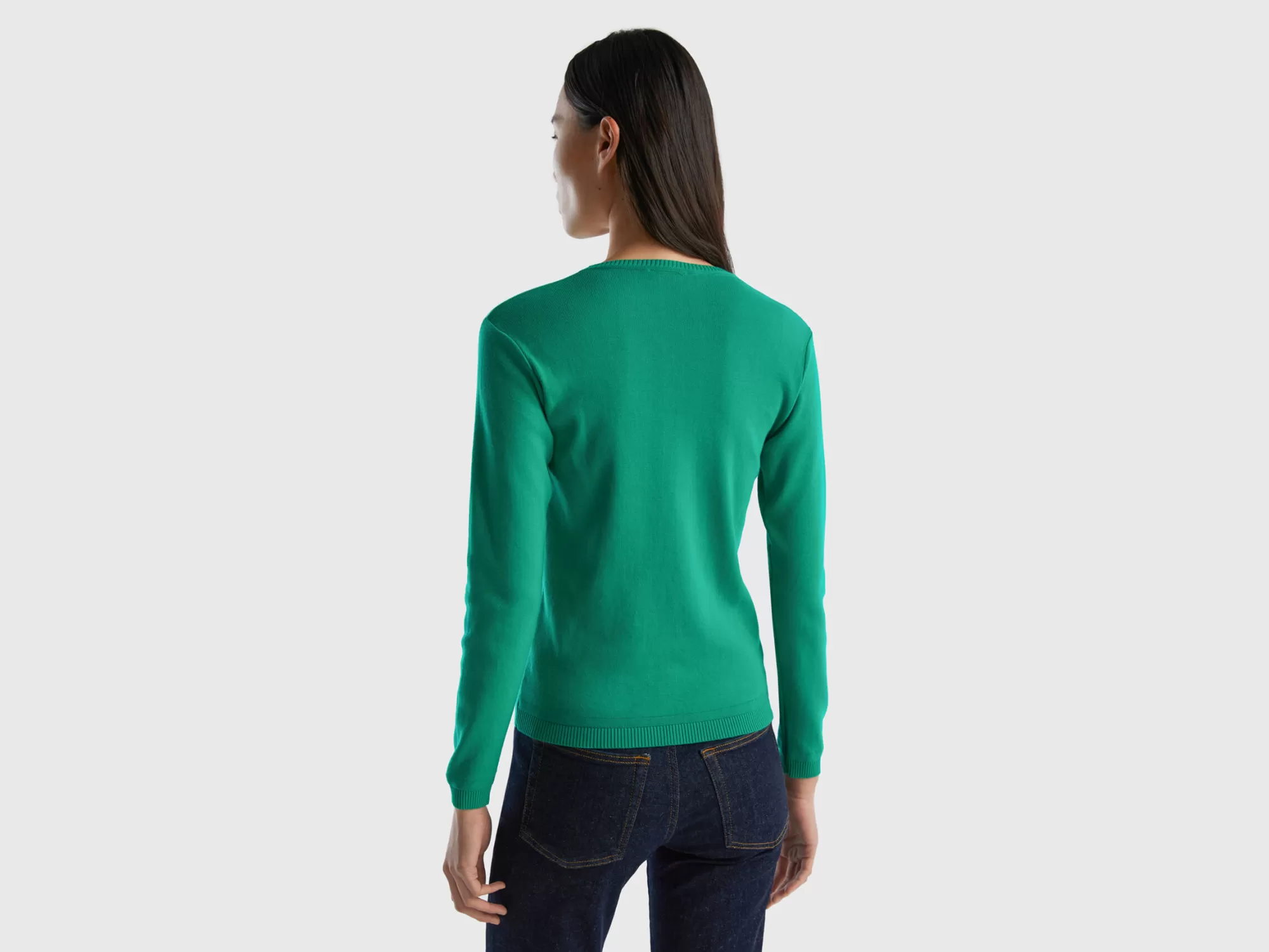 Benetton Jersey De Cuello Redondo De 100 % Algodón-Mujer Prendas De Punto