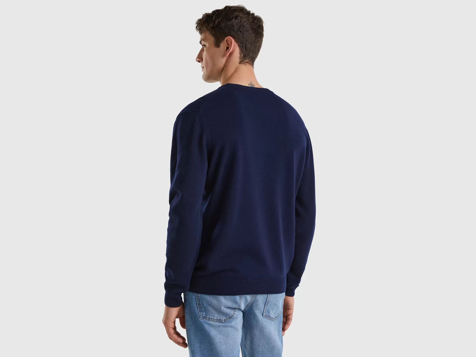 Benetton Jersey De Cuello Redondode Pura Lana Merina-Hombre Prendas De Punto