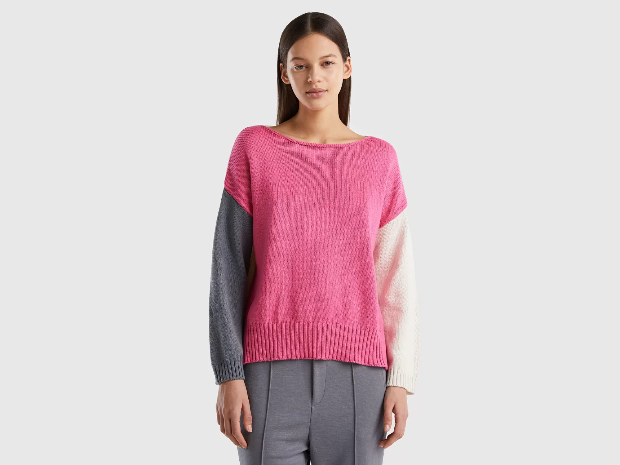 Benetton Jersey De Manga Larga De Algodón Mixto-Mujer Loungewear