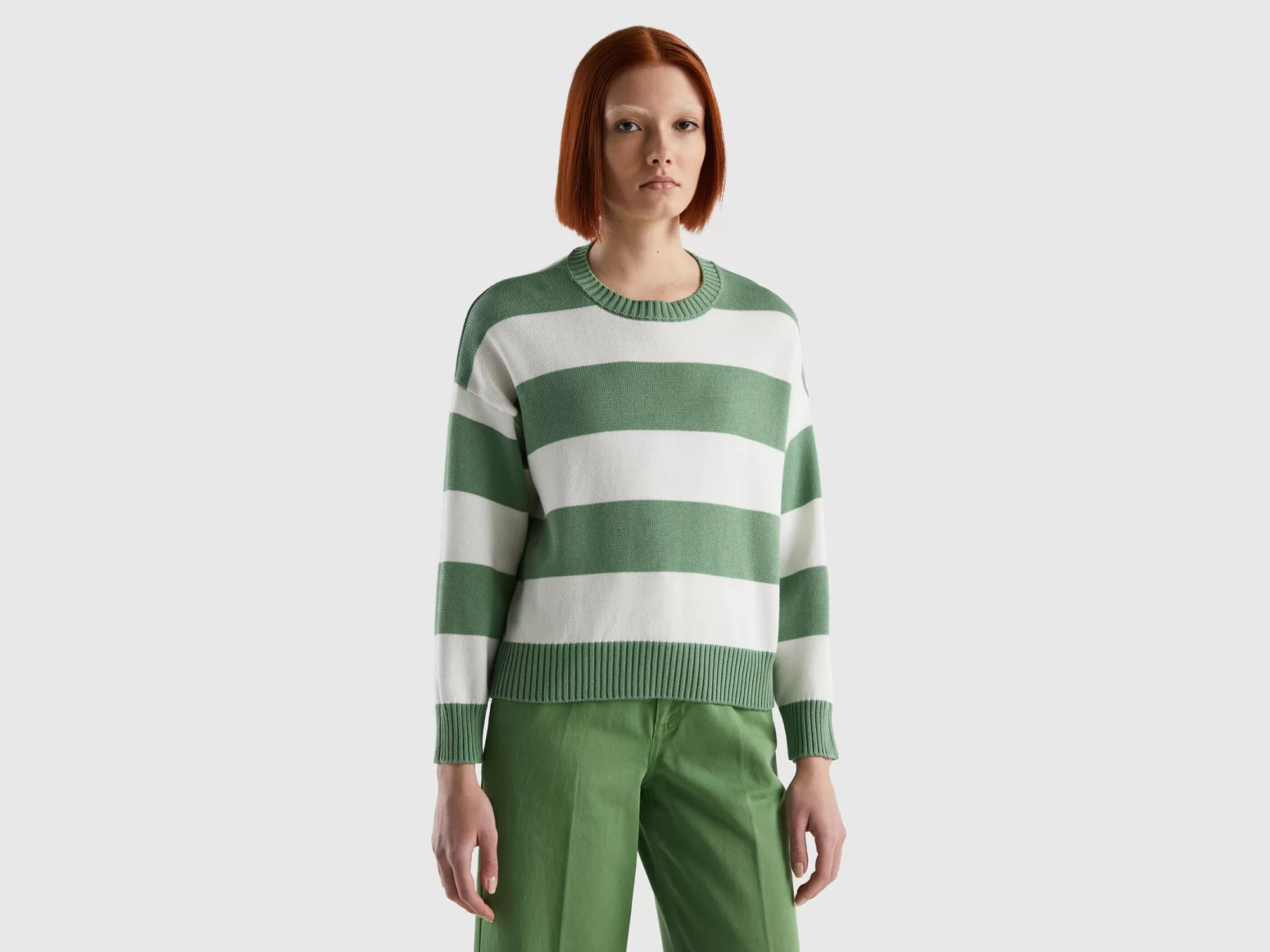 Benetton Jersey De Rayas De Algodón Tricot-Mujer Prendas De Punto