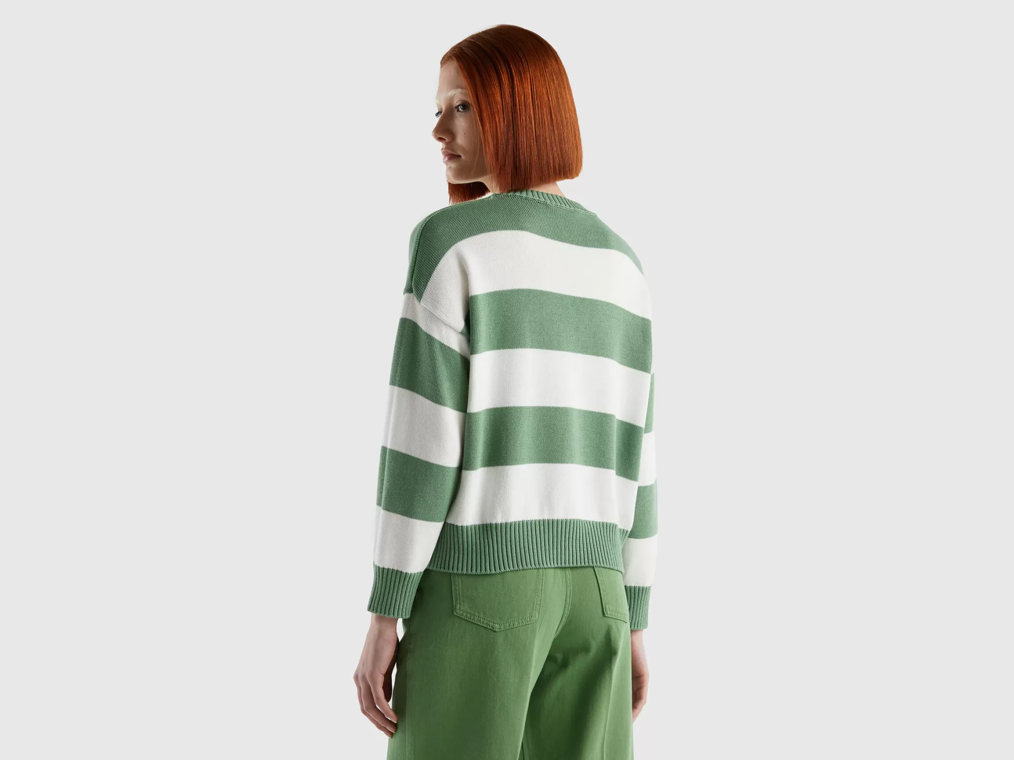 Benetton Jersey De Rayas De Algodón Tricot-Mujer Prendas De Punto