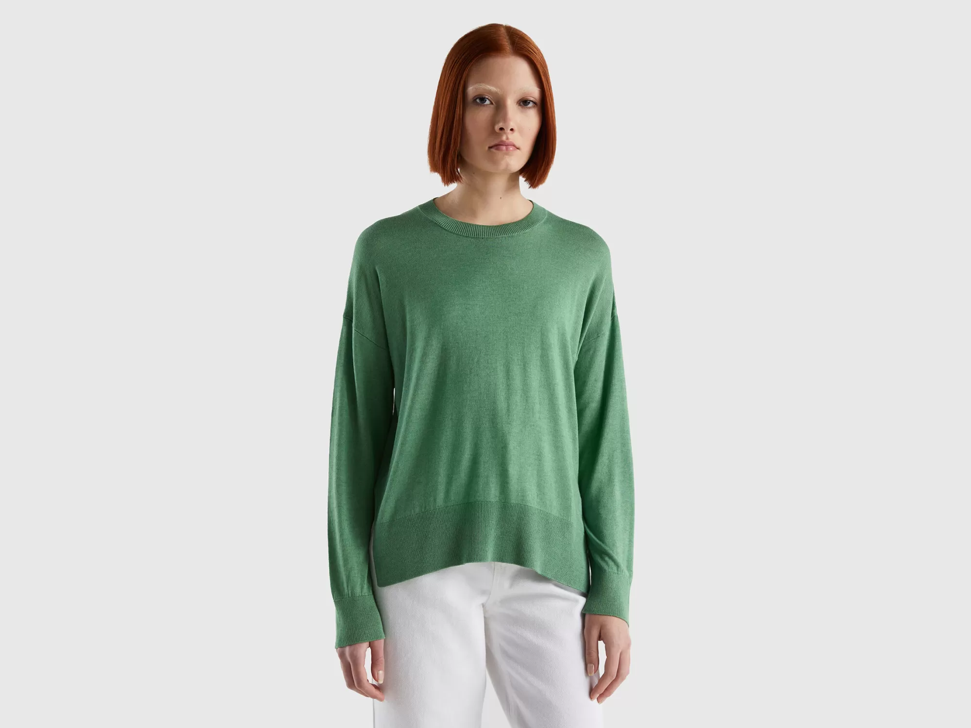 Benetton Jersey De Viscosa Mixta Con Aberturas-Mujer Prendas De Punto