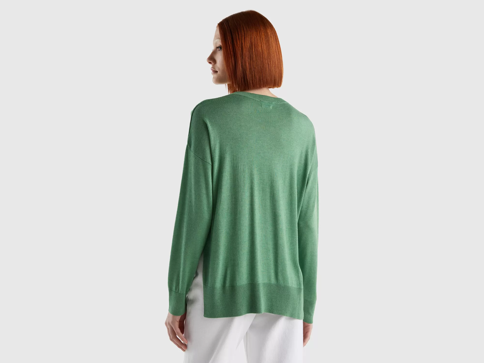 Benetton Jersey De Viscosa Mixta Con Aberturas-Mujer Prendas De Punto